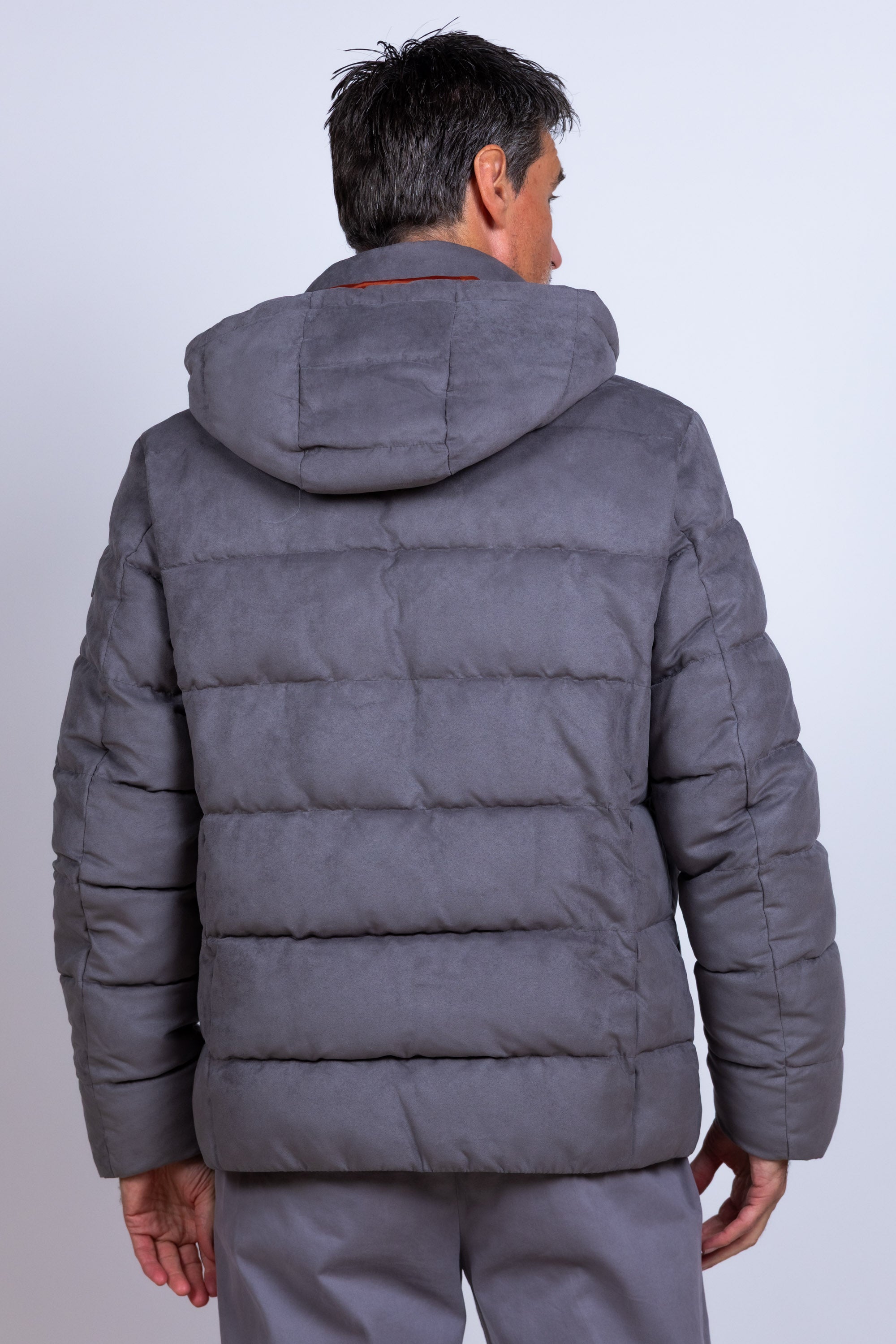 Gewatteerde jas met capuchon - Lichtgrijs