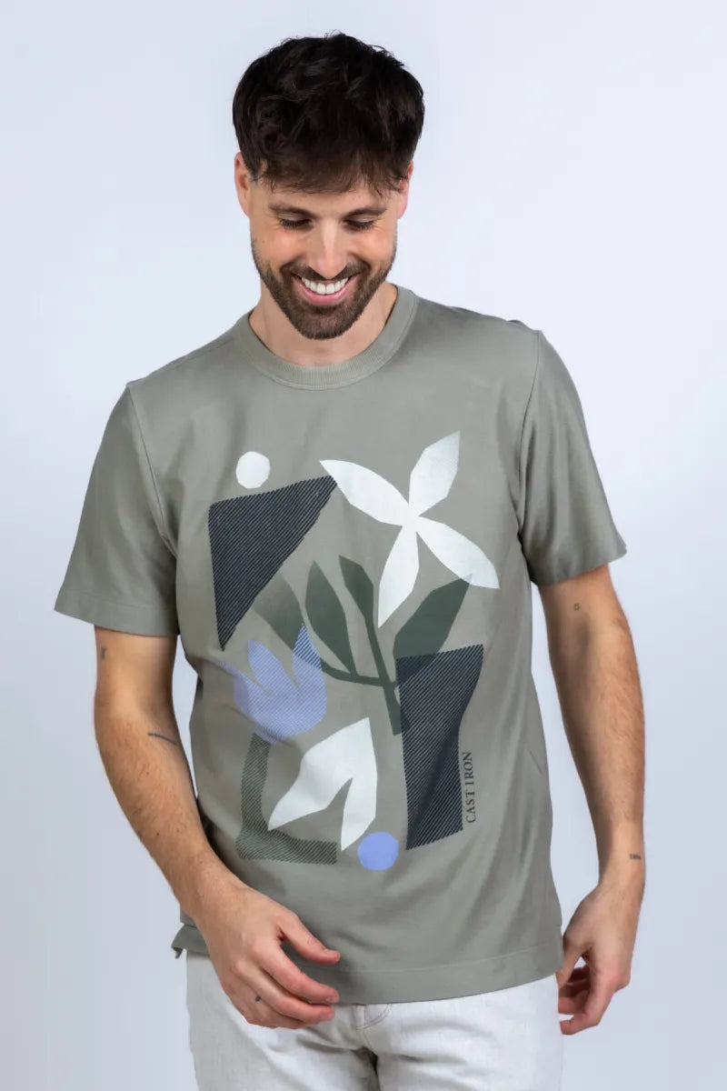 CAST IRON CAST IRON CTSS2602509 T-shirt met print - Khaki