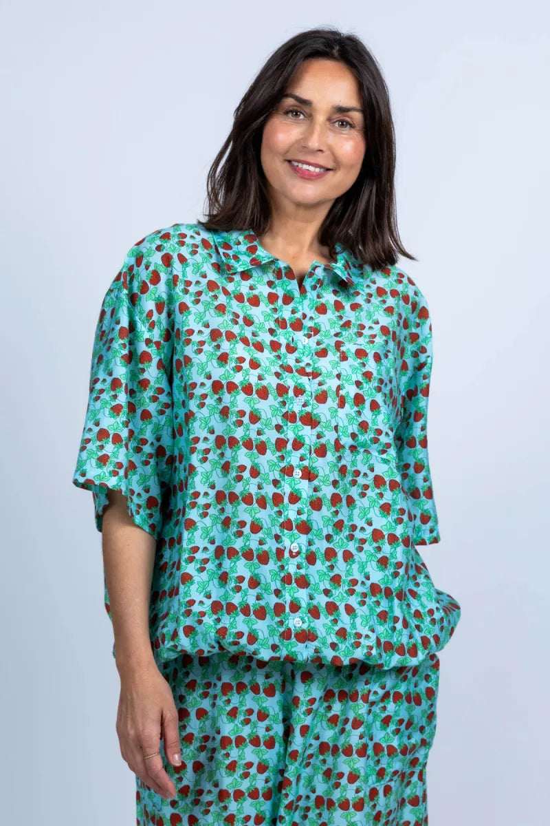 AMERICAN VINTAGE Blouse met aardbeienprint - Bleu
