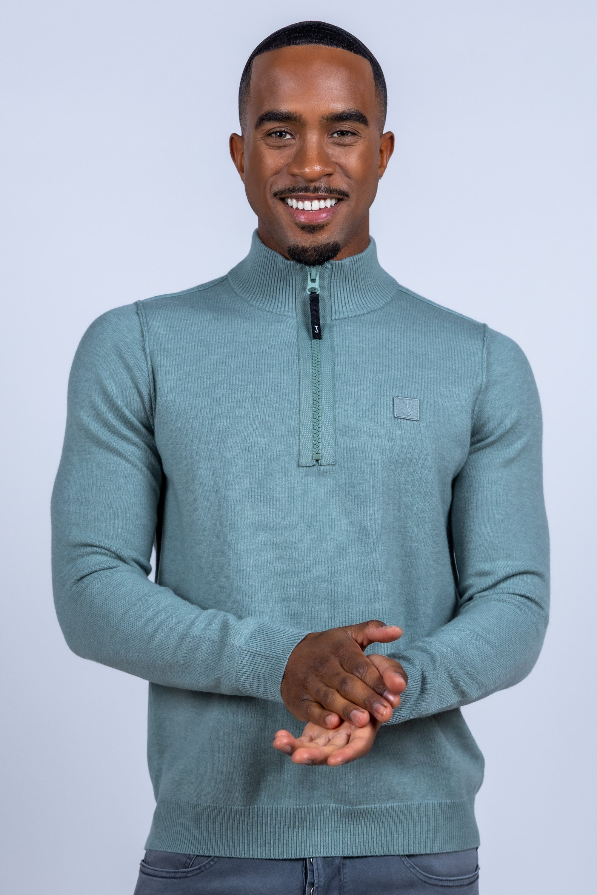 Trui met halve rits - Mint