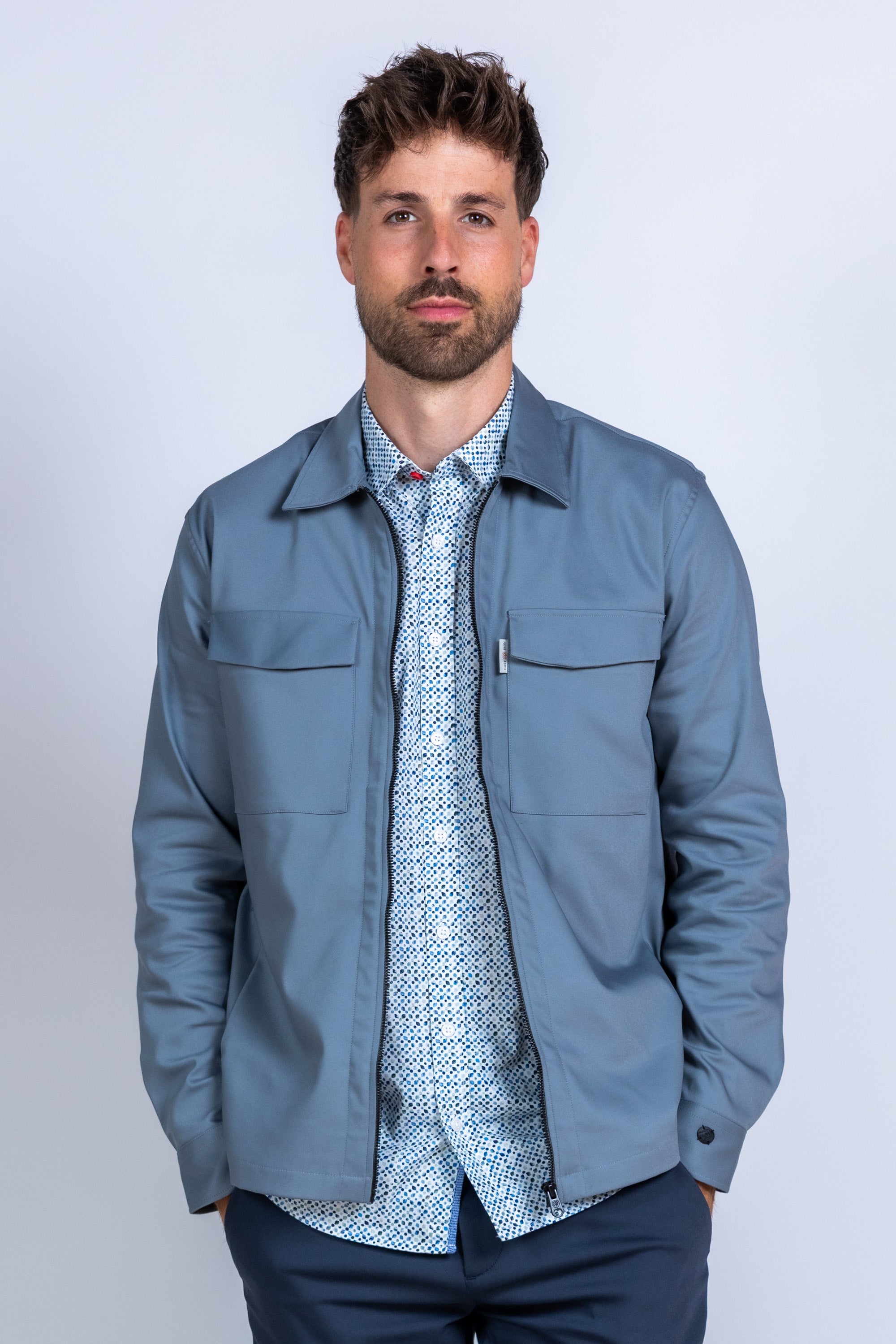 Jasje met rits - Blauw/grijs