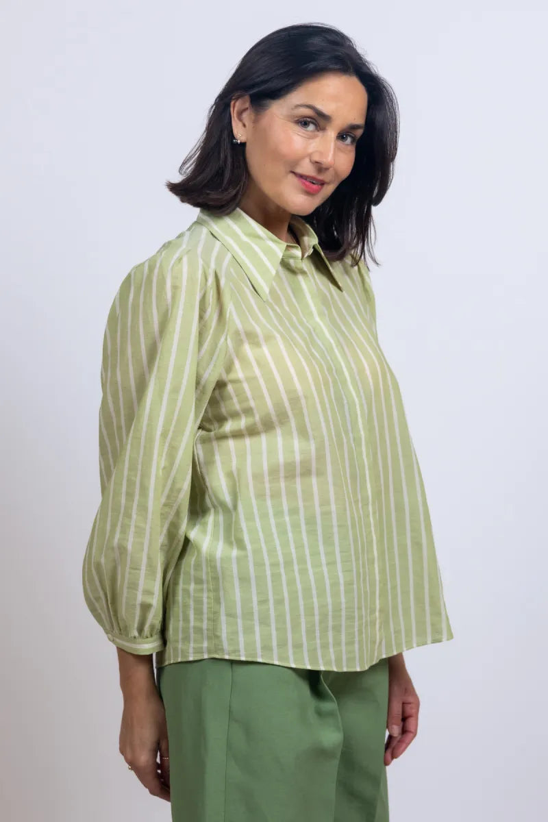 LUISA CERANO Blouse met strepen - Appelgroen