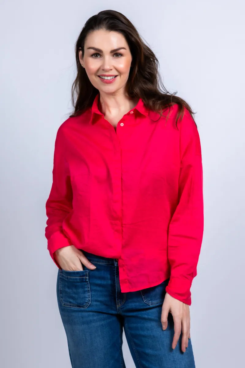 0039 ITALY Blouse met knopen - Pink/cyclaam