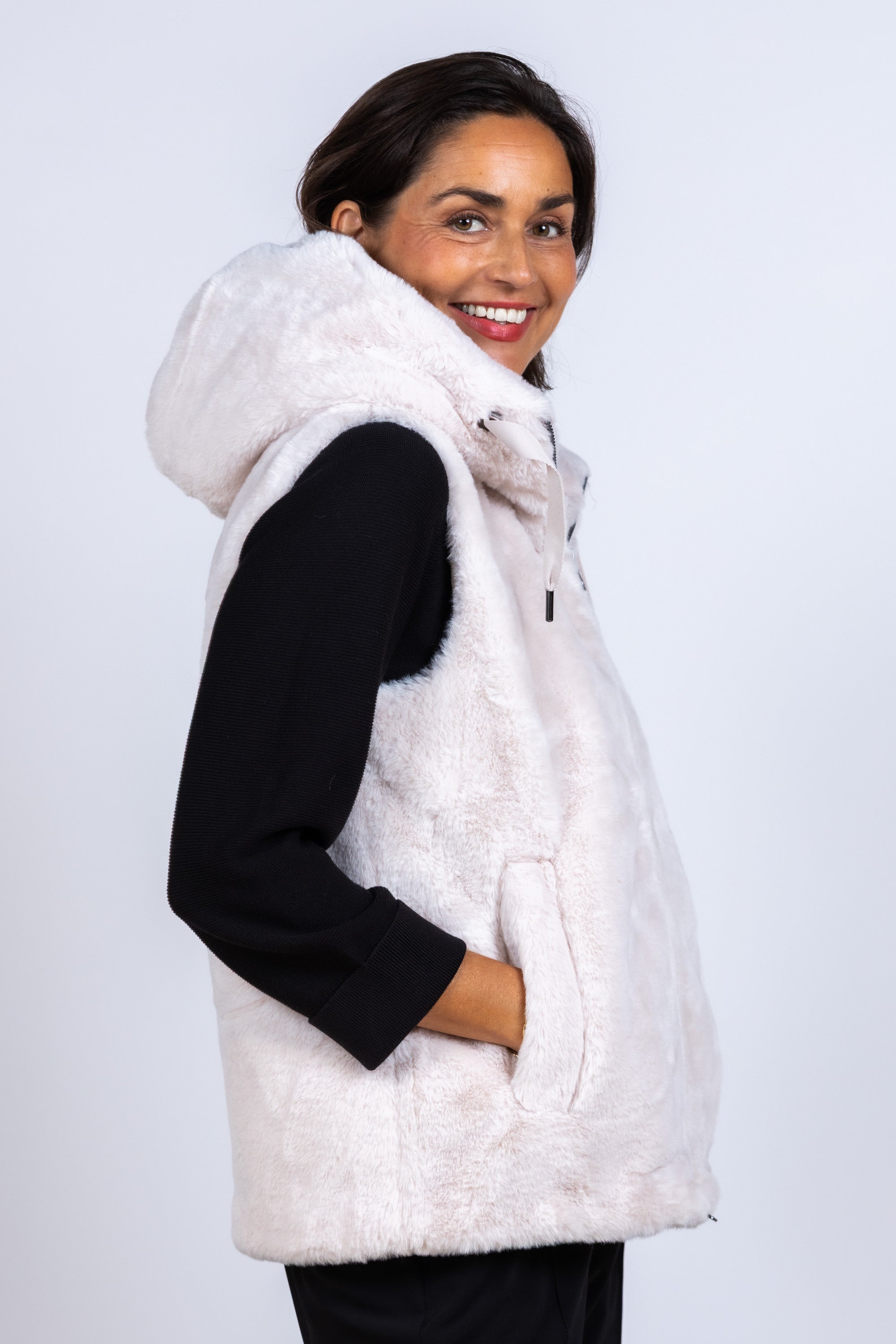 Bodywarmer met capuchon - Middengrijs