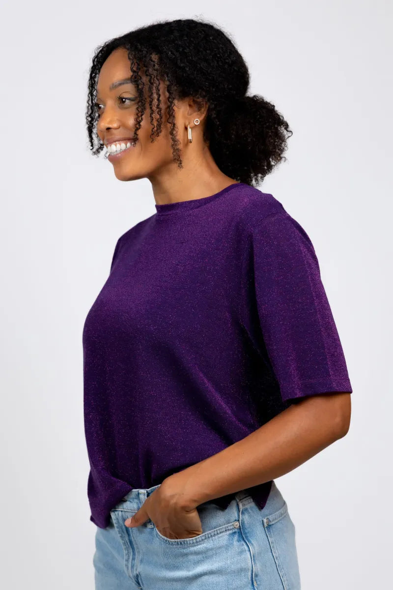 MOMONI MOMONI IORA MO56 MOMONI IORA MO56 T-shirt met glitters - Paars