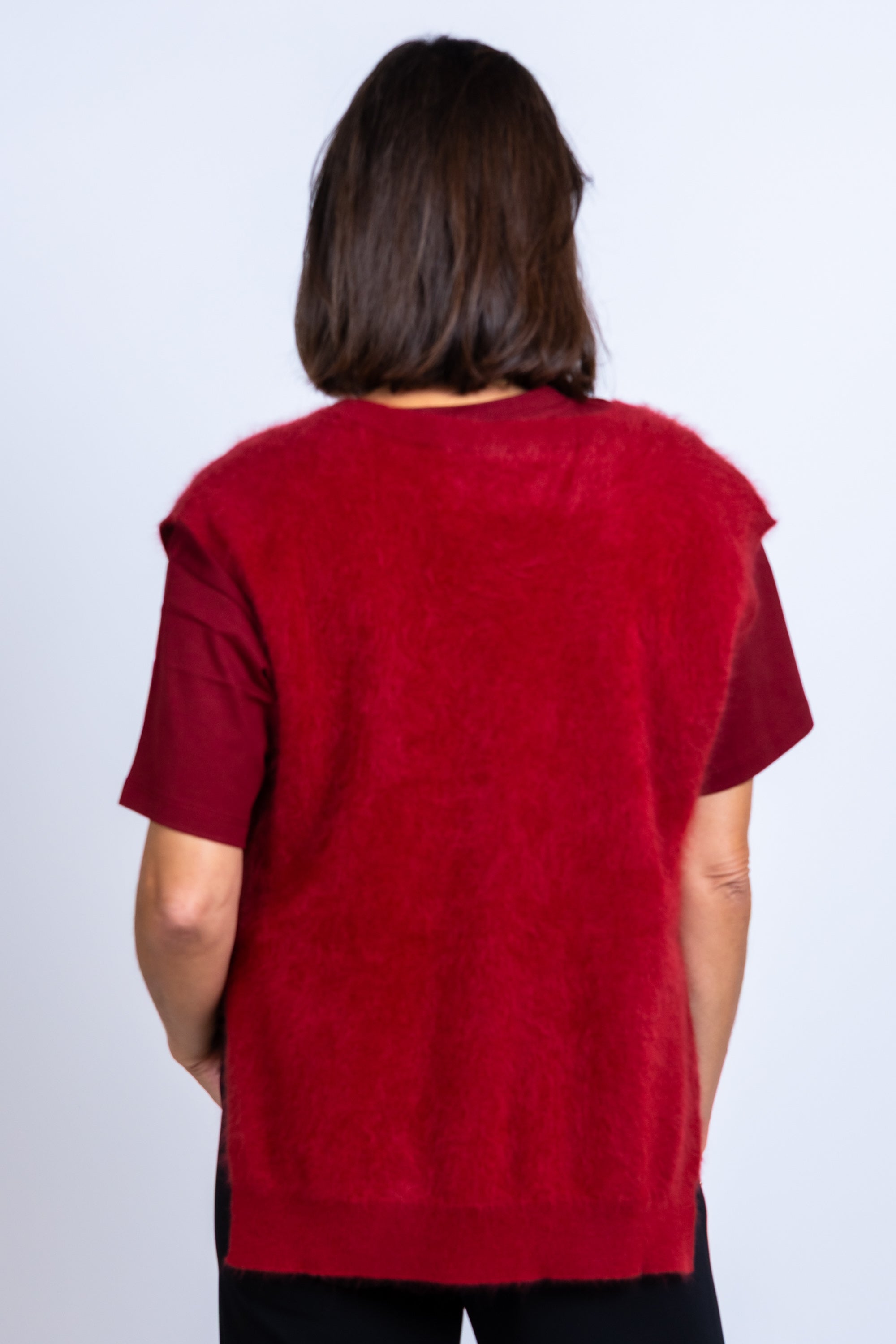Gebreide spencer - Donkerbordeaux