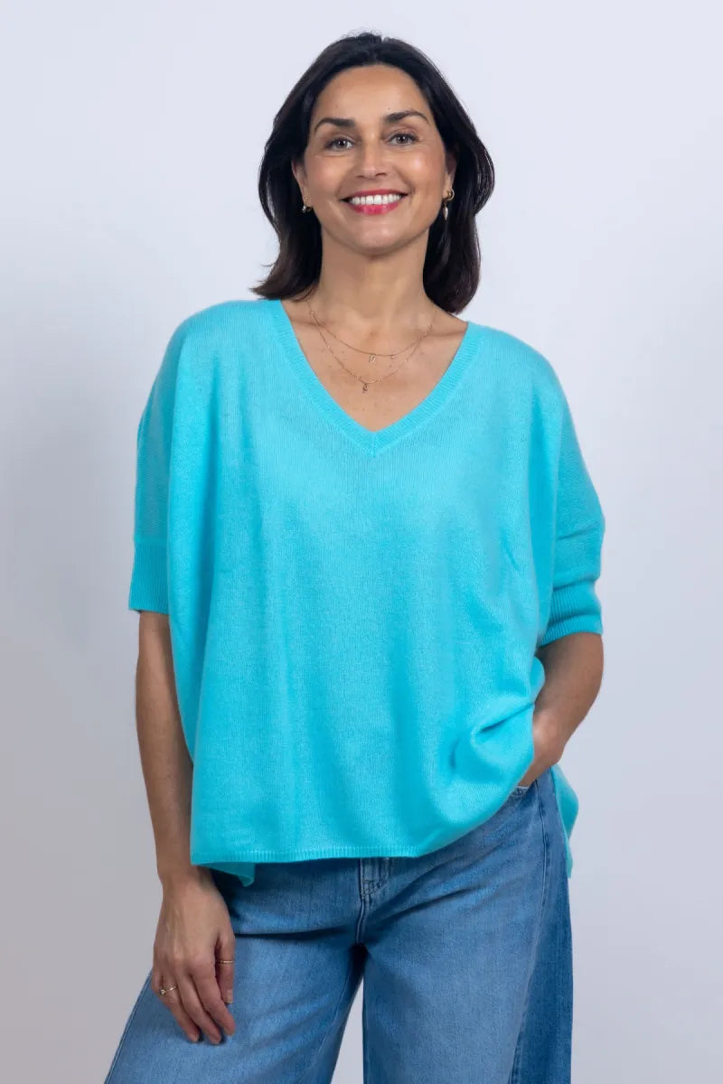 ABSOLUT CASHMERE ABSOLUT CASHMERE KATE Trui met V-hals - Aqua
