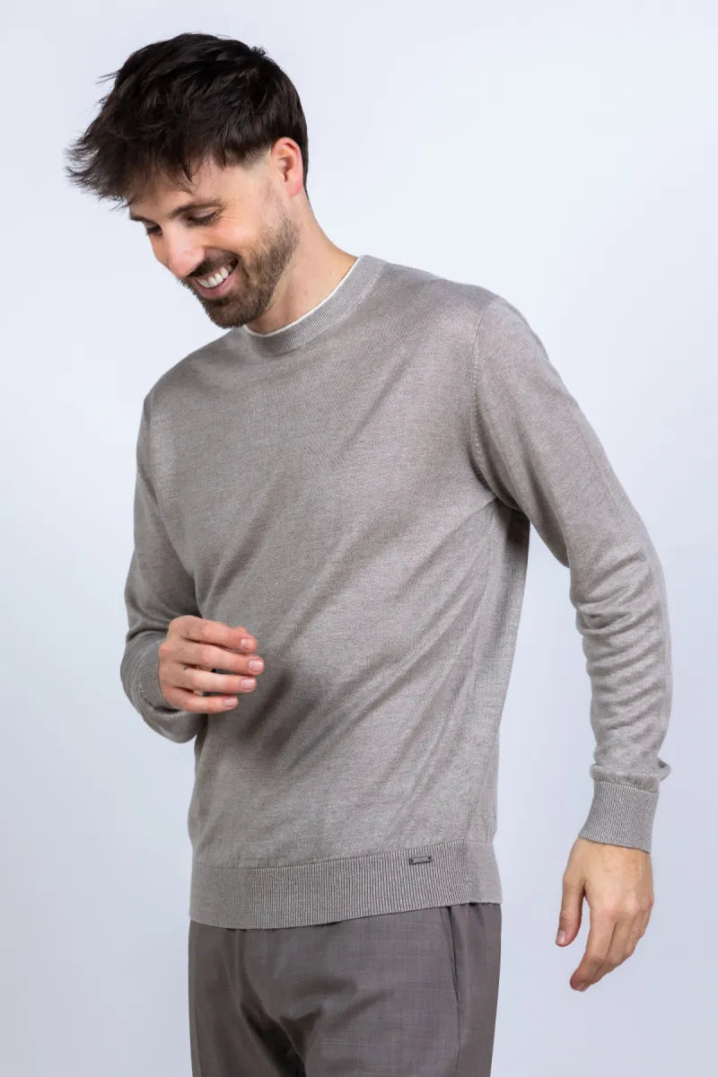 GENTILUOMO GENTILUOMO K4195-275 GENTILUOMO K4195-275 Trui met ronde hals - Taupe