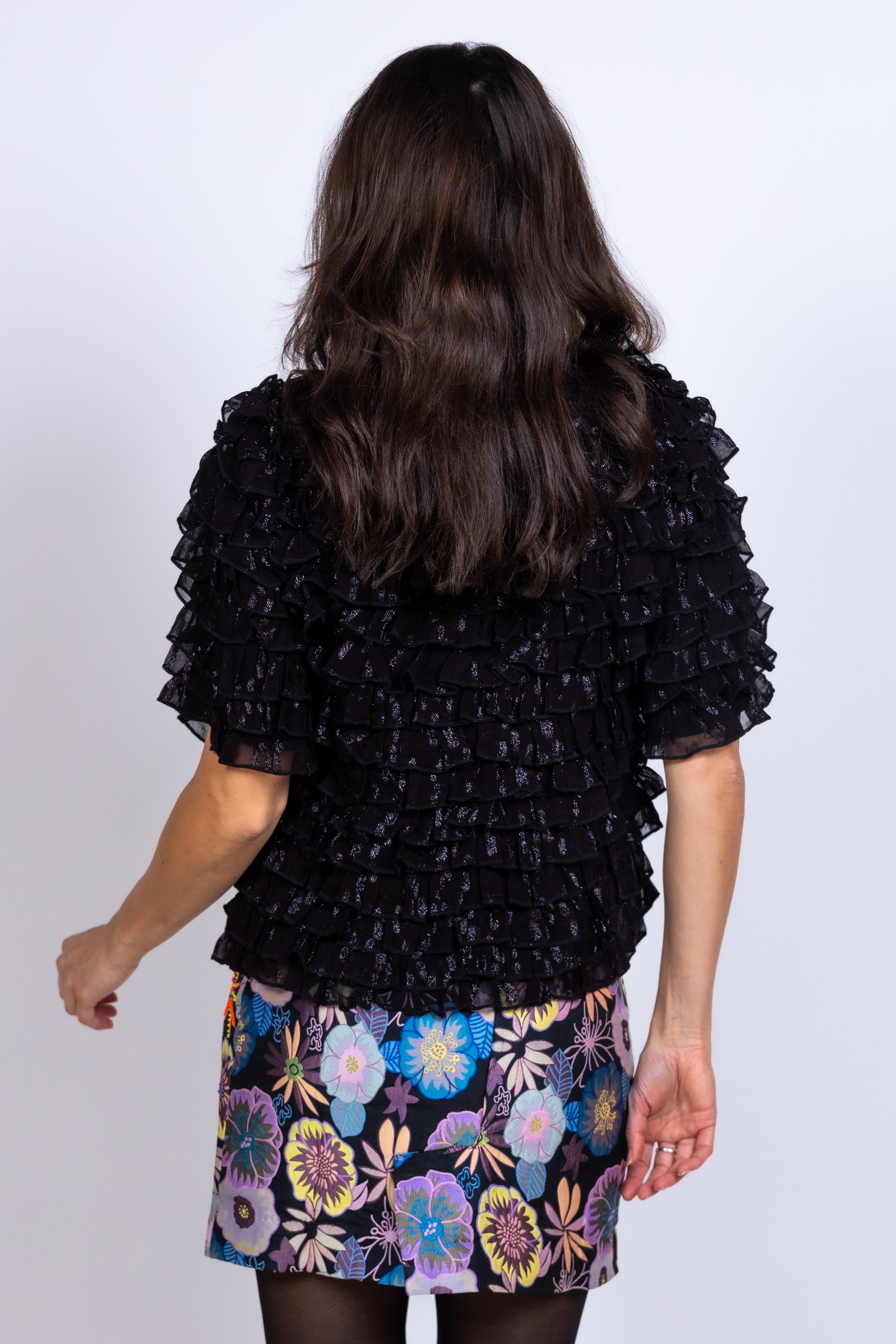 Blouse met ruches - Zwart