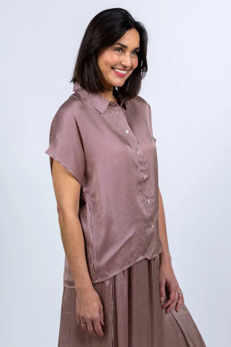 BY-BAR Blouse met strepen - Burgundy