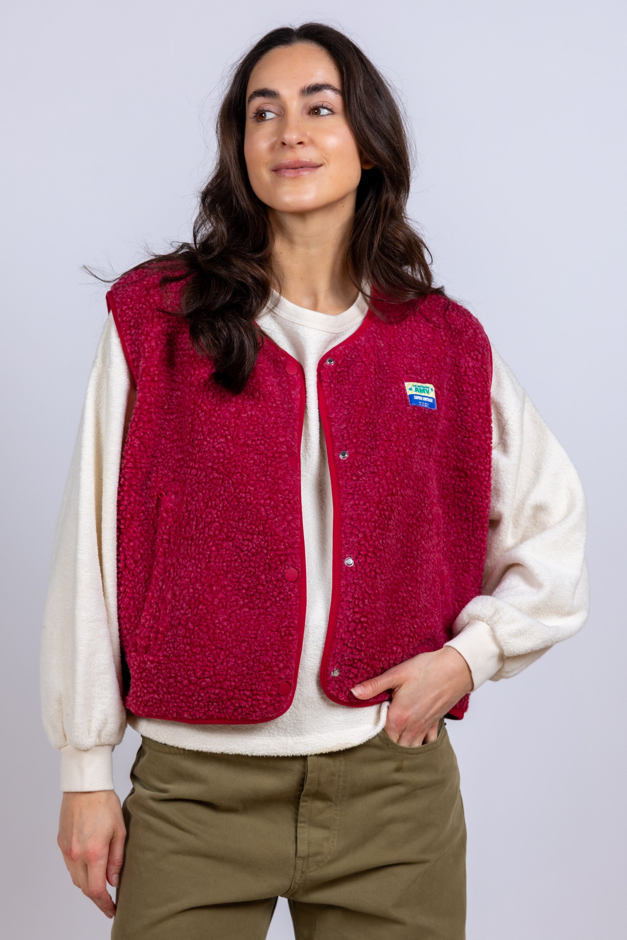 Gilet met knopen - Donkerrood