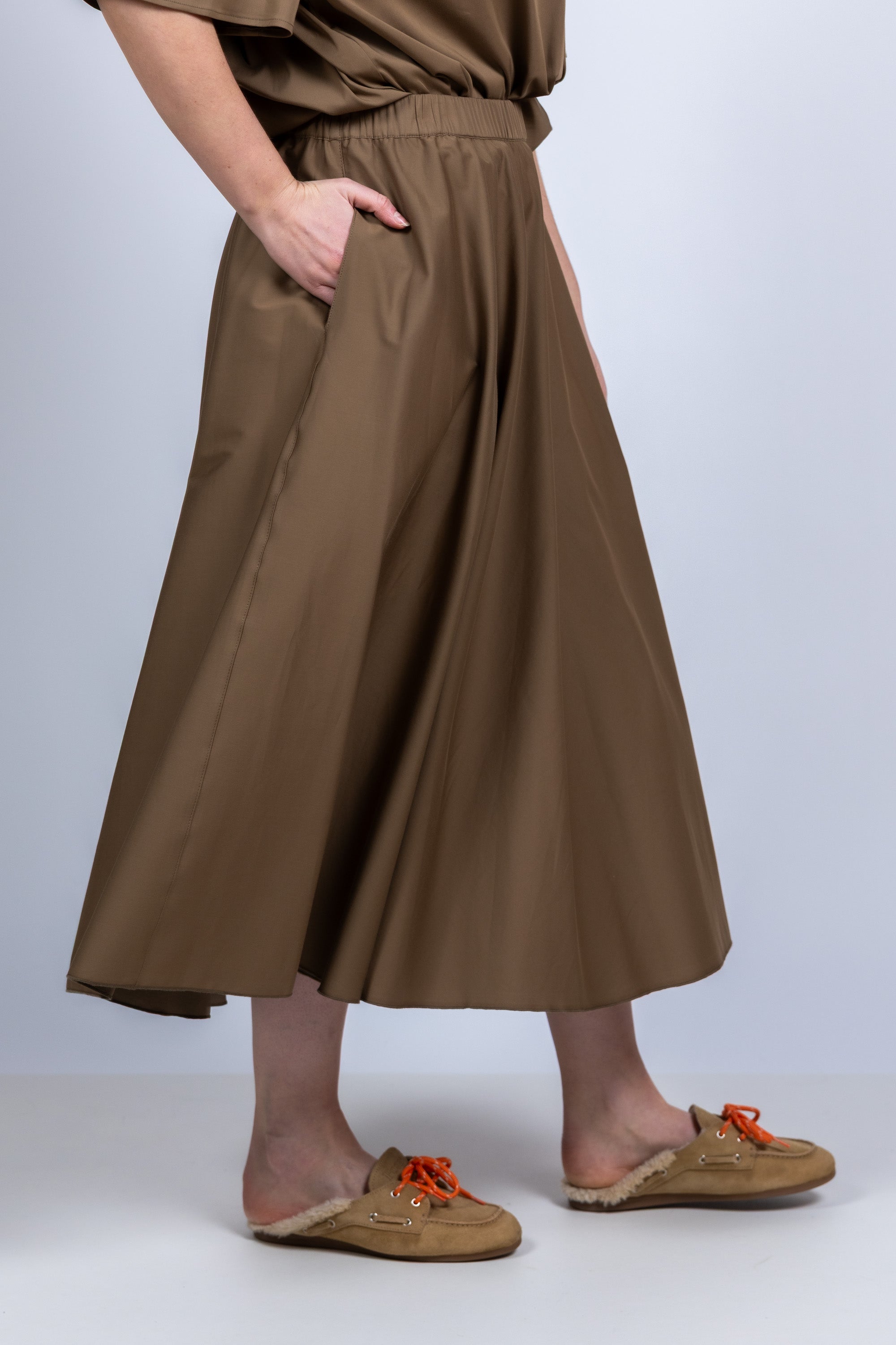 Rok met elastische taille - Taupe
