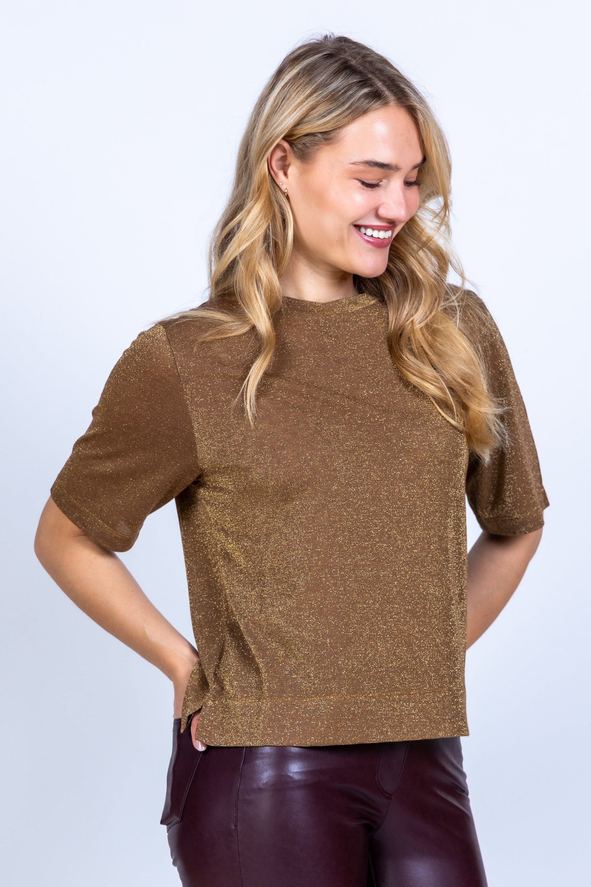 T-shirt met glitters - Goud
