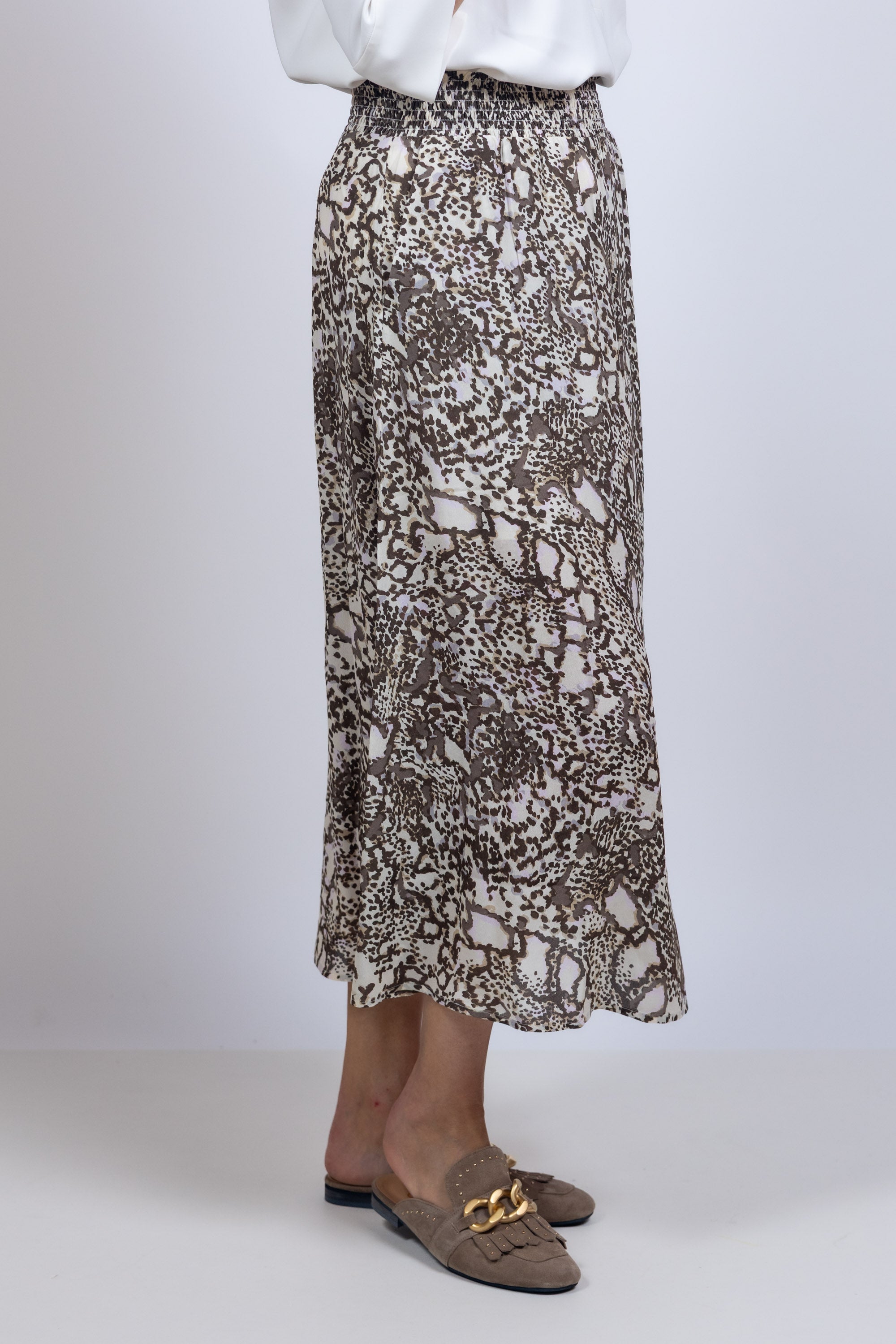 Rok met elastische taille - Beige