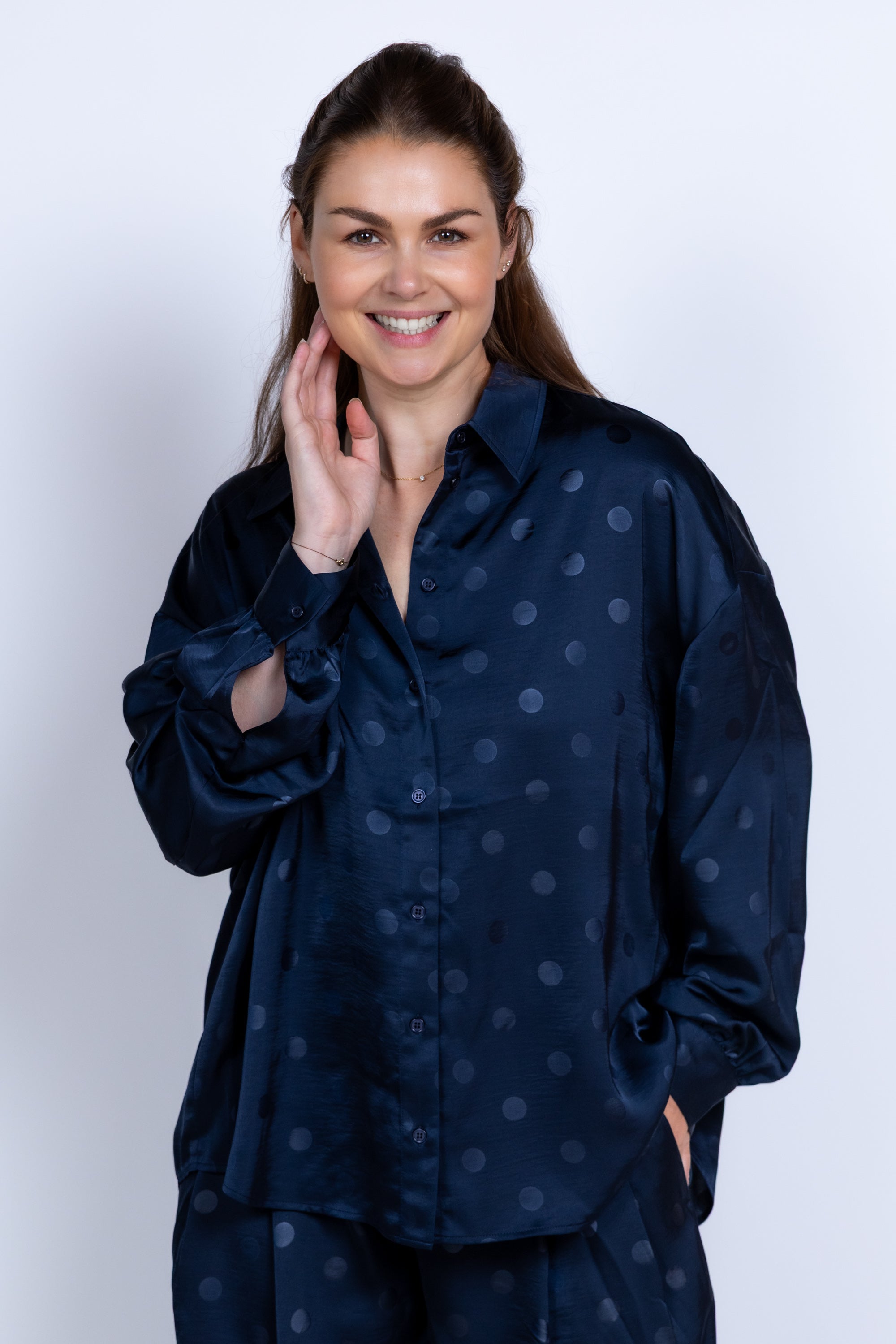 Blouse met stippen - Marine