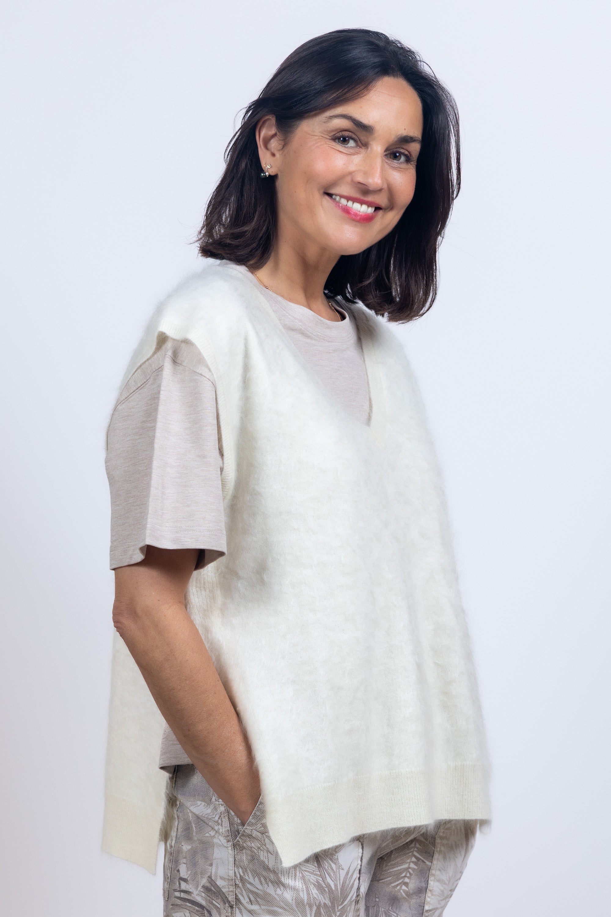 Gebreide spencer - Ecru