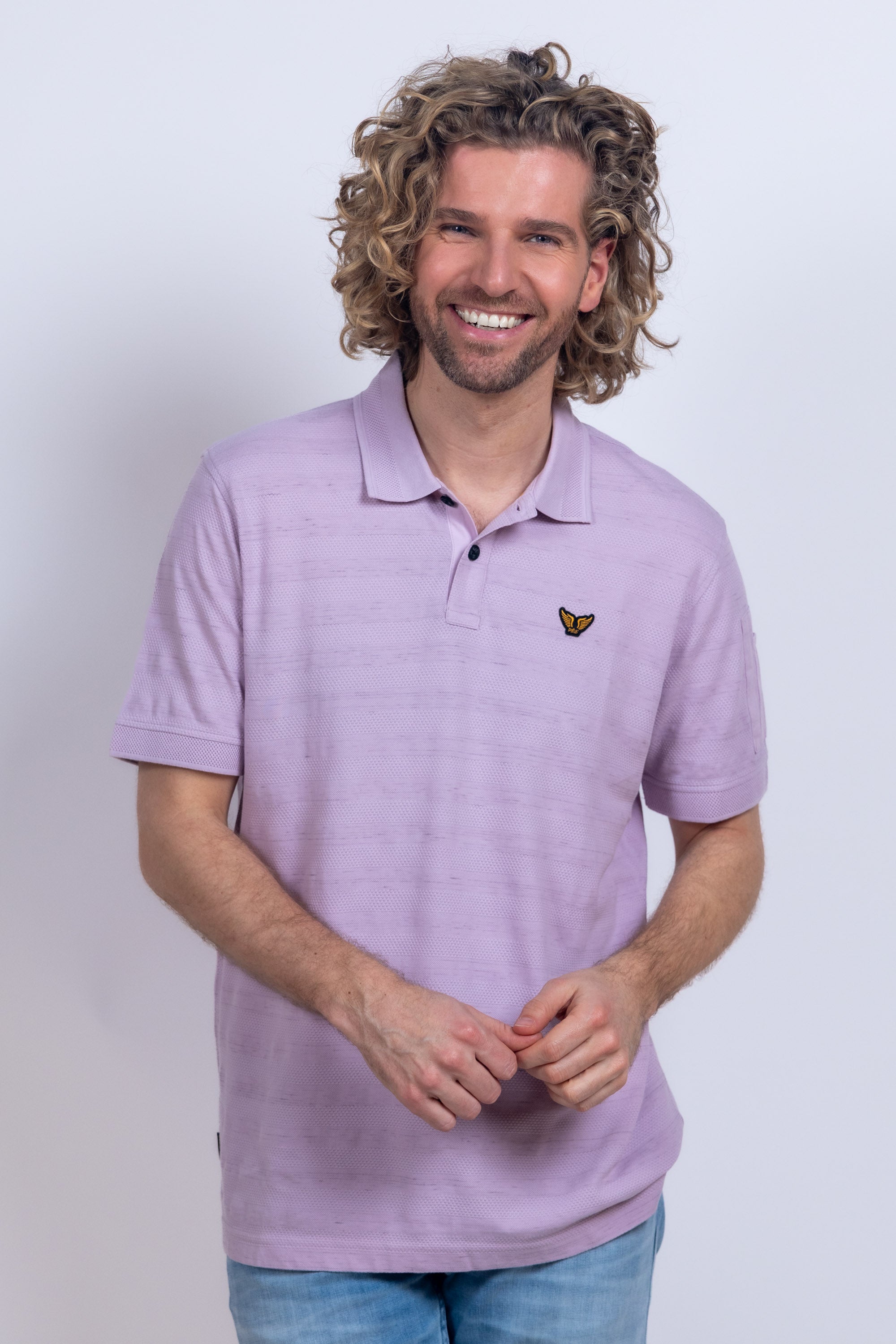 Polo met structuur - Paarspink