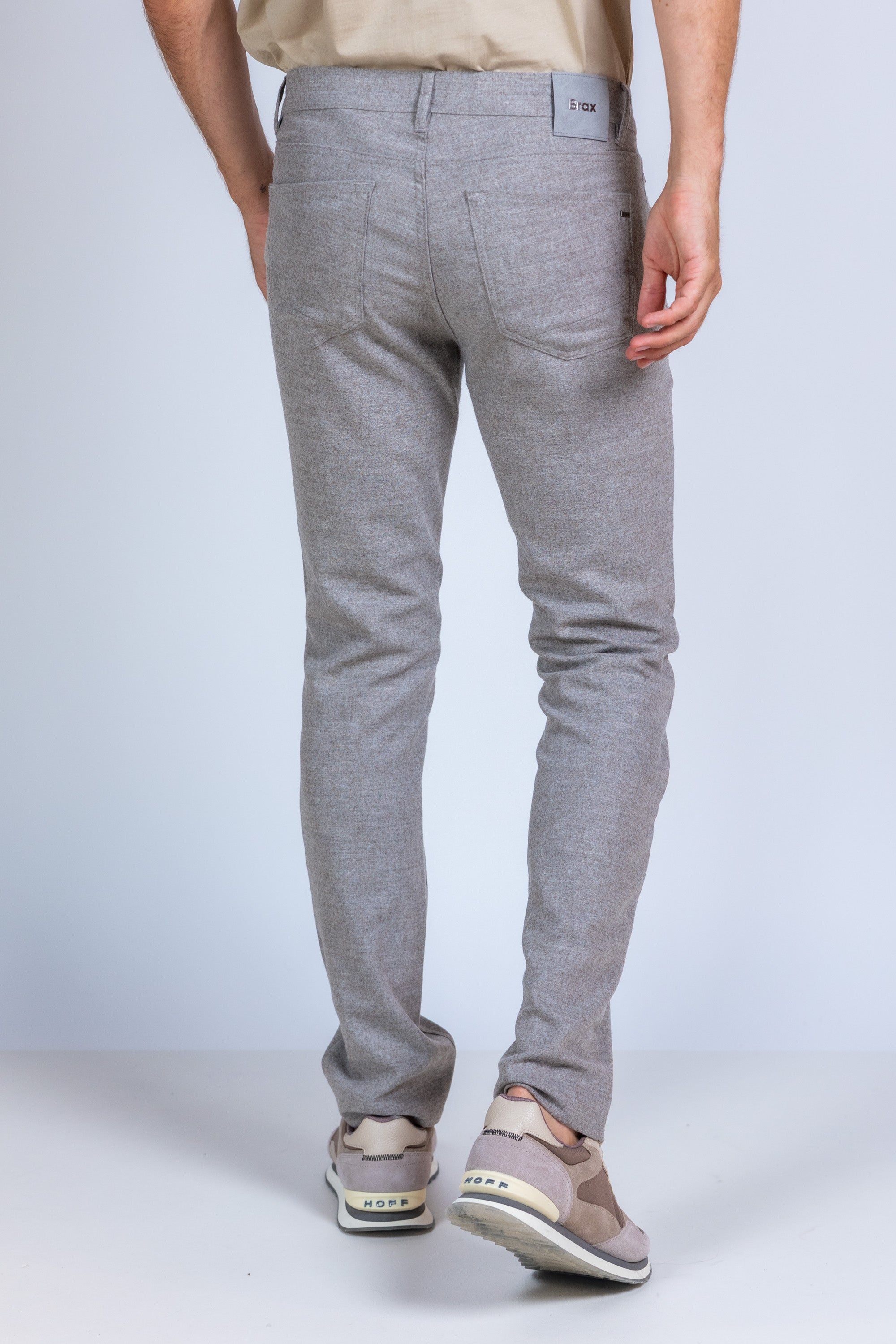 Broek met rits en knoop - Licht taupe