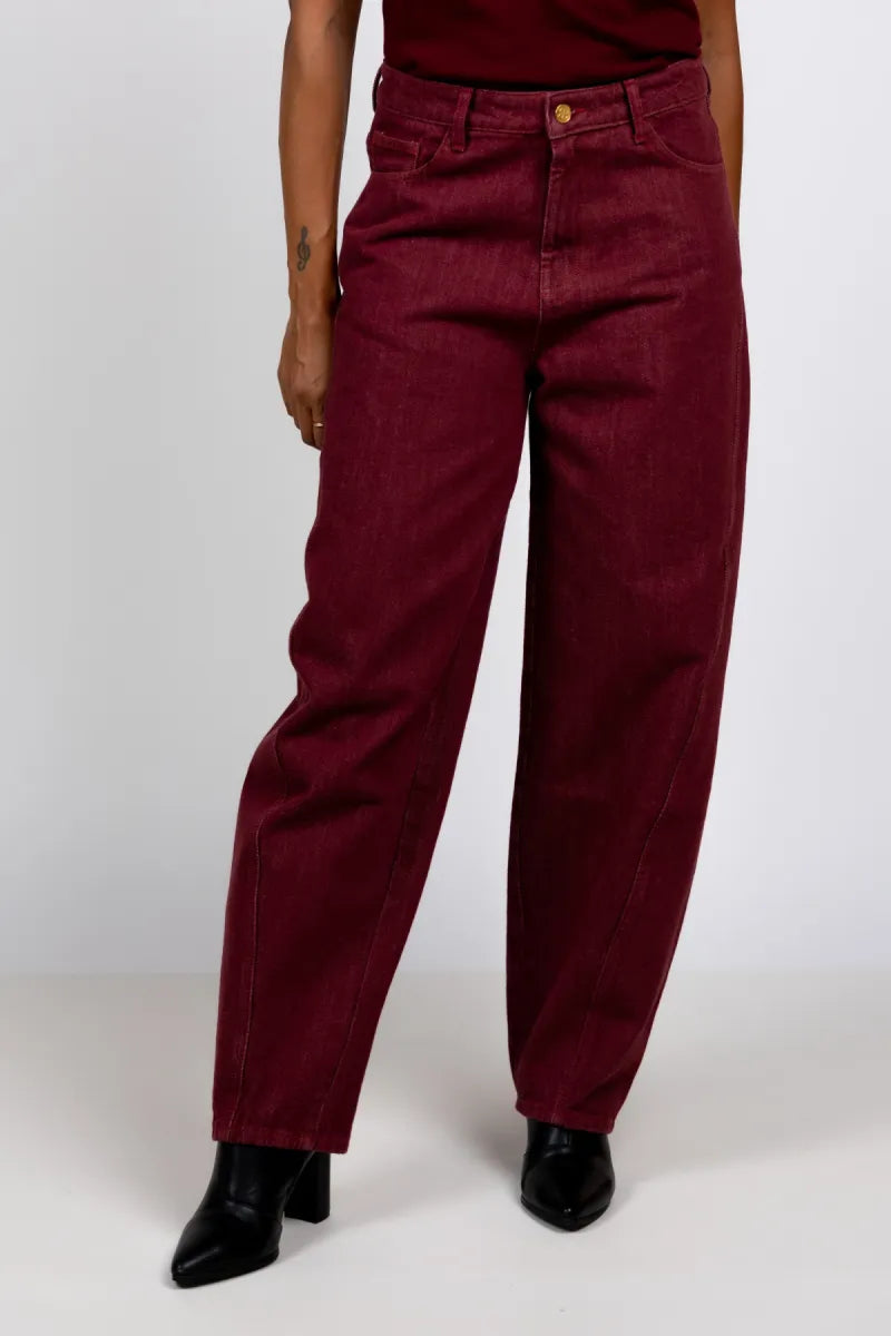 BY-BAR BY-BAR BEGUM WINE JEANS Balloon fit jeans - Donkerbordeaux