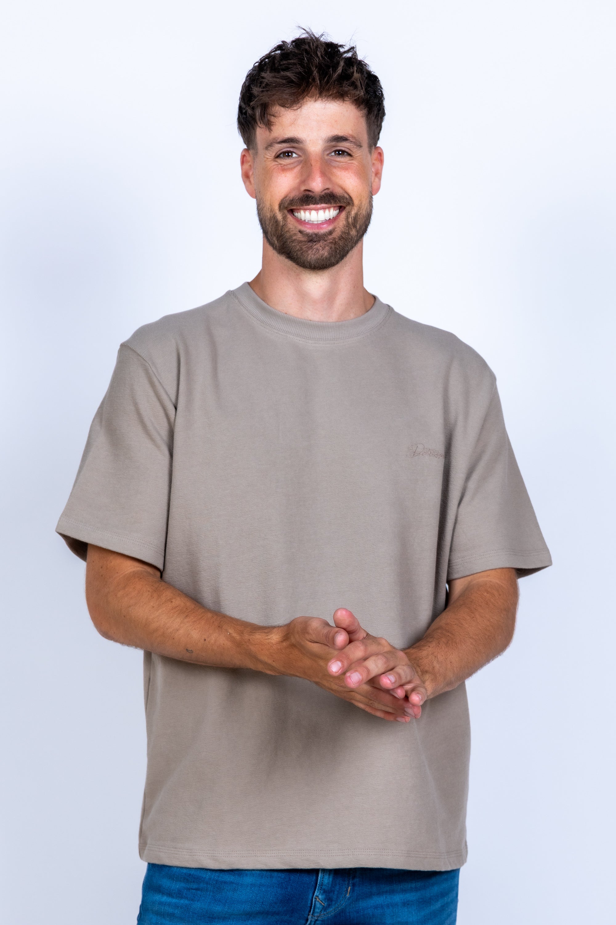 T-shirt met ronde hals - Taupe