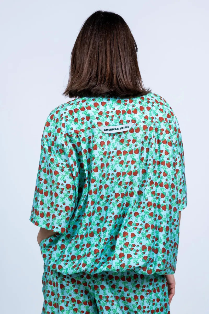 AMERICAN VINTAGE AMERICAN VINTAGE ZIV 06 Blouse met aardbeienprint - Bleu