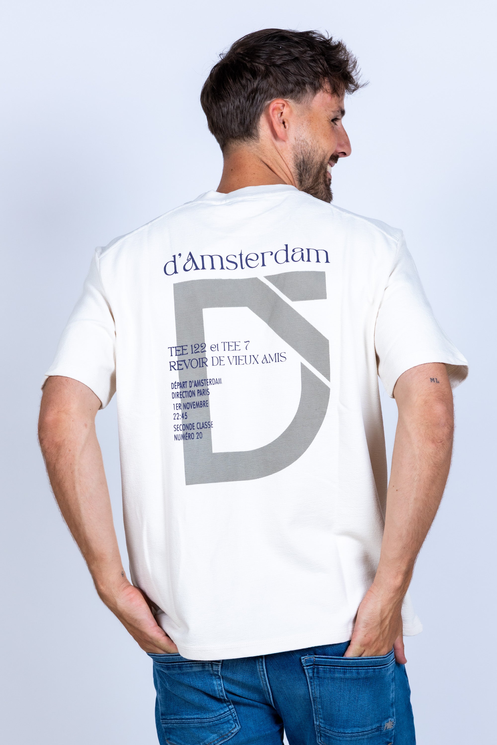 T-shirt met tekst - Ecru