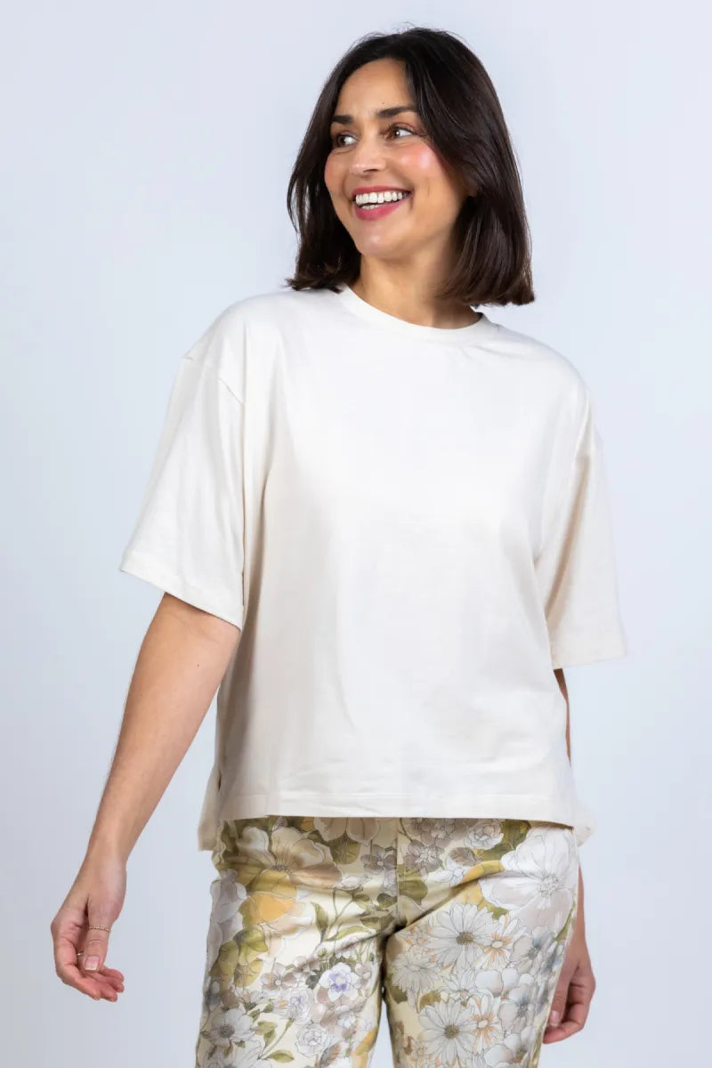 REPEAT REPEAT 500303 T-shirt met ronde hals - Beige
