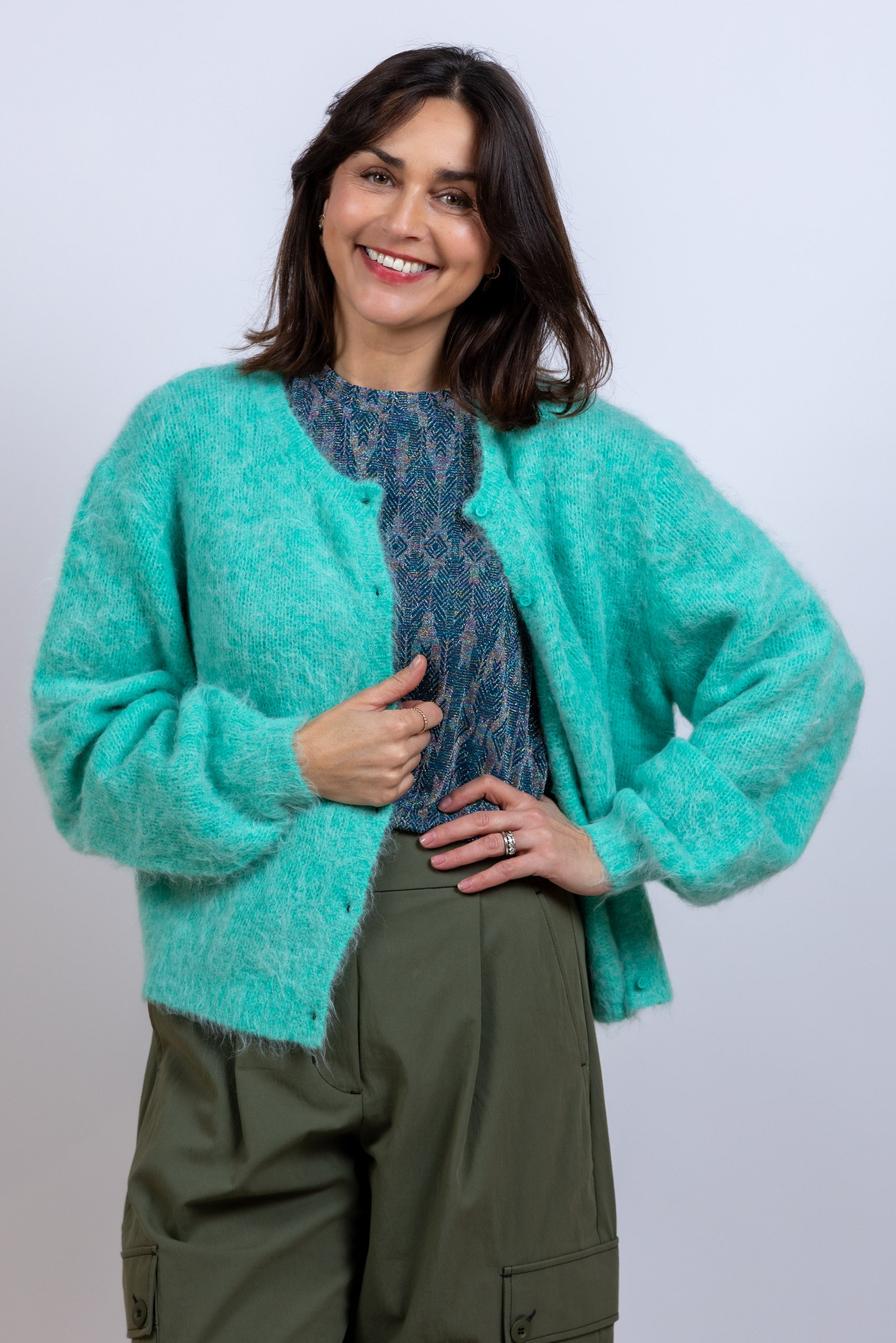 Vest met knopen - Mint