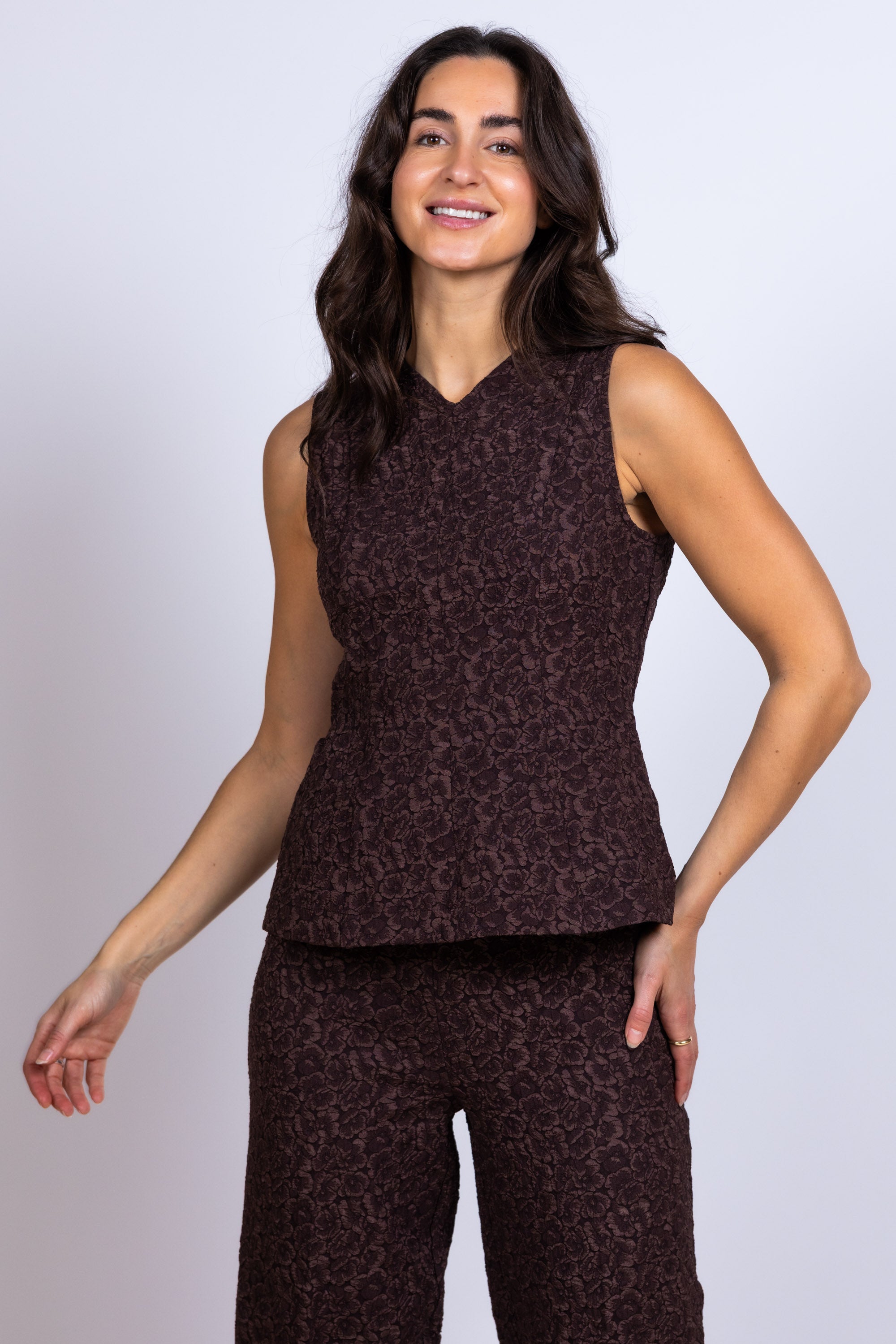 Mouwloze top - Bruin