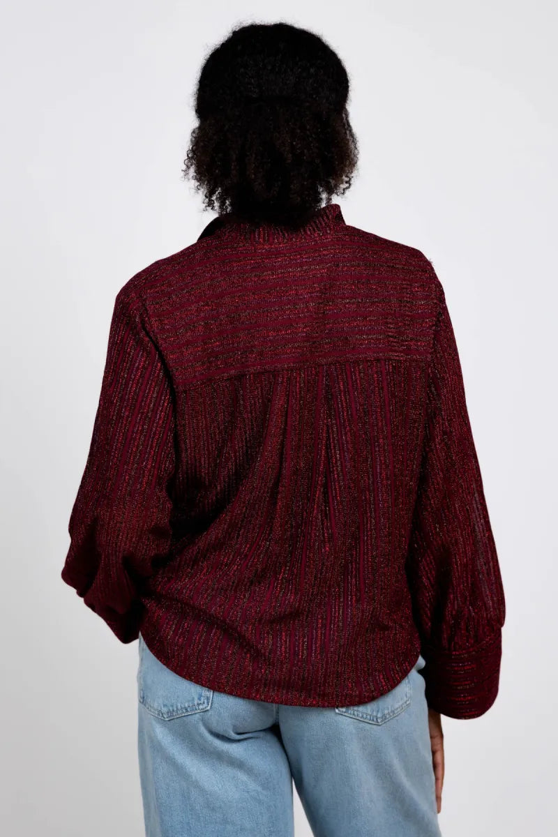 MOMONI MOMONI FRANKLIN MO82 Gestreepte blouse - Donkerbordeaux