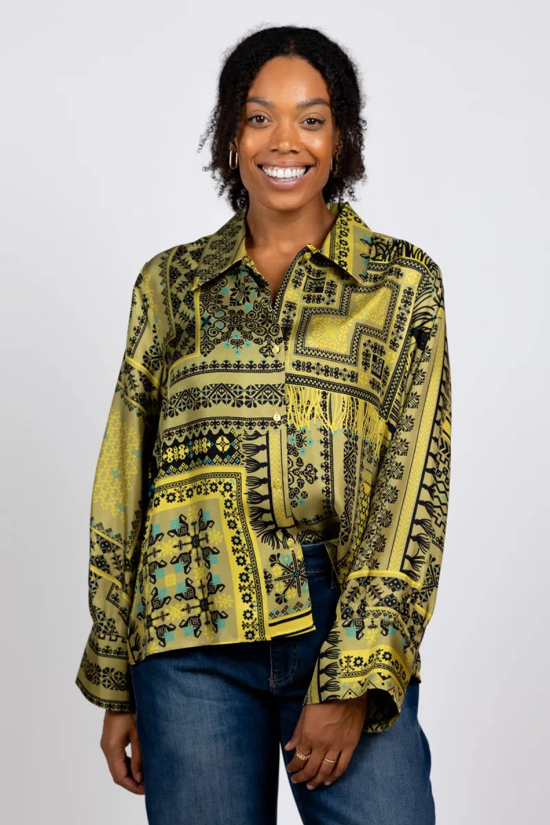 MOMONI Zijde blouse - Lime