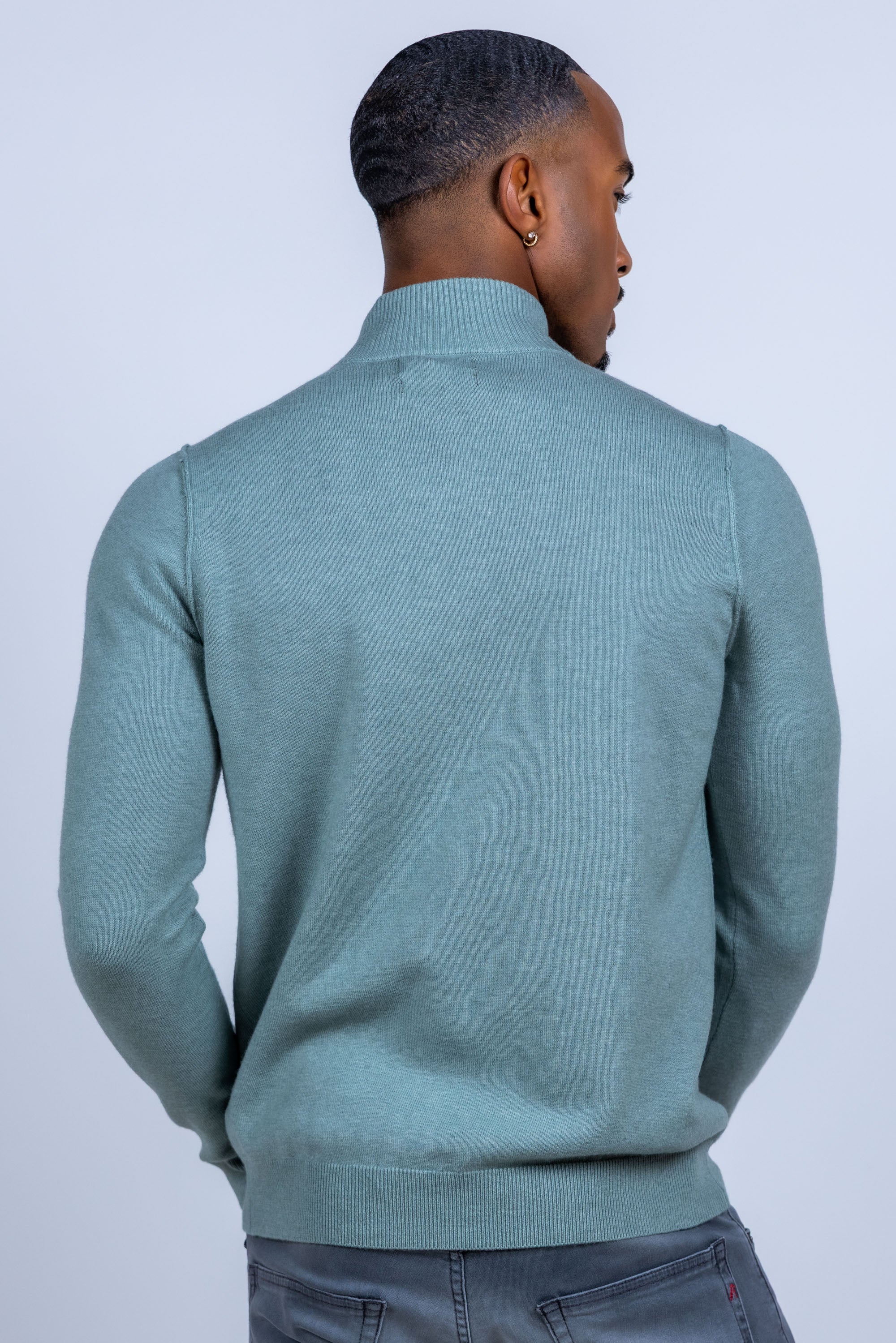 Trui met halve rits - Mint