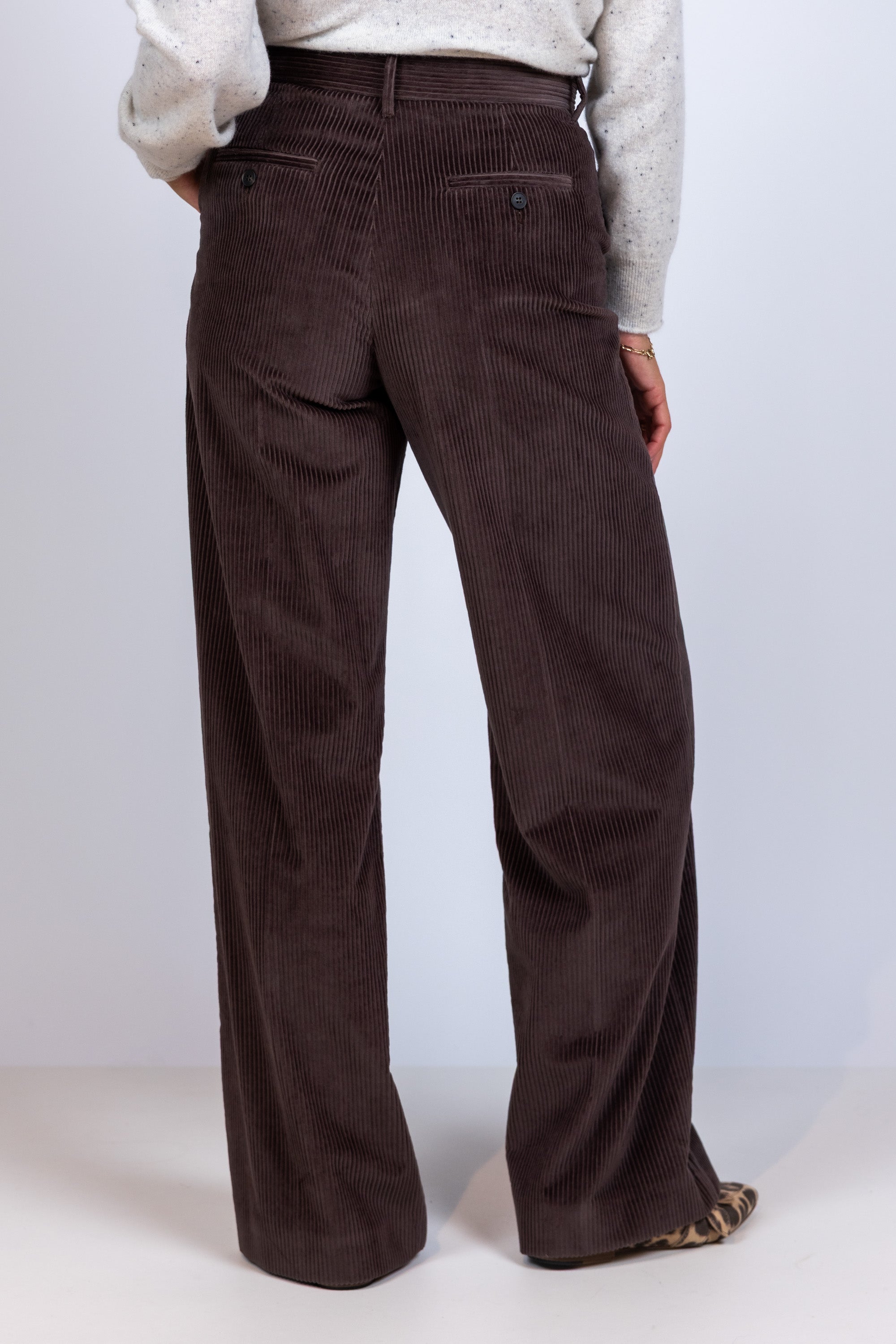 Broek met ribstof - Bruin