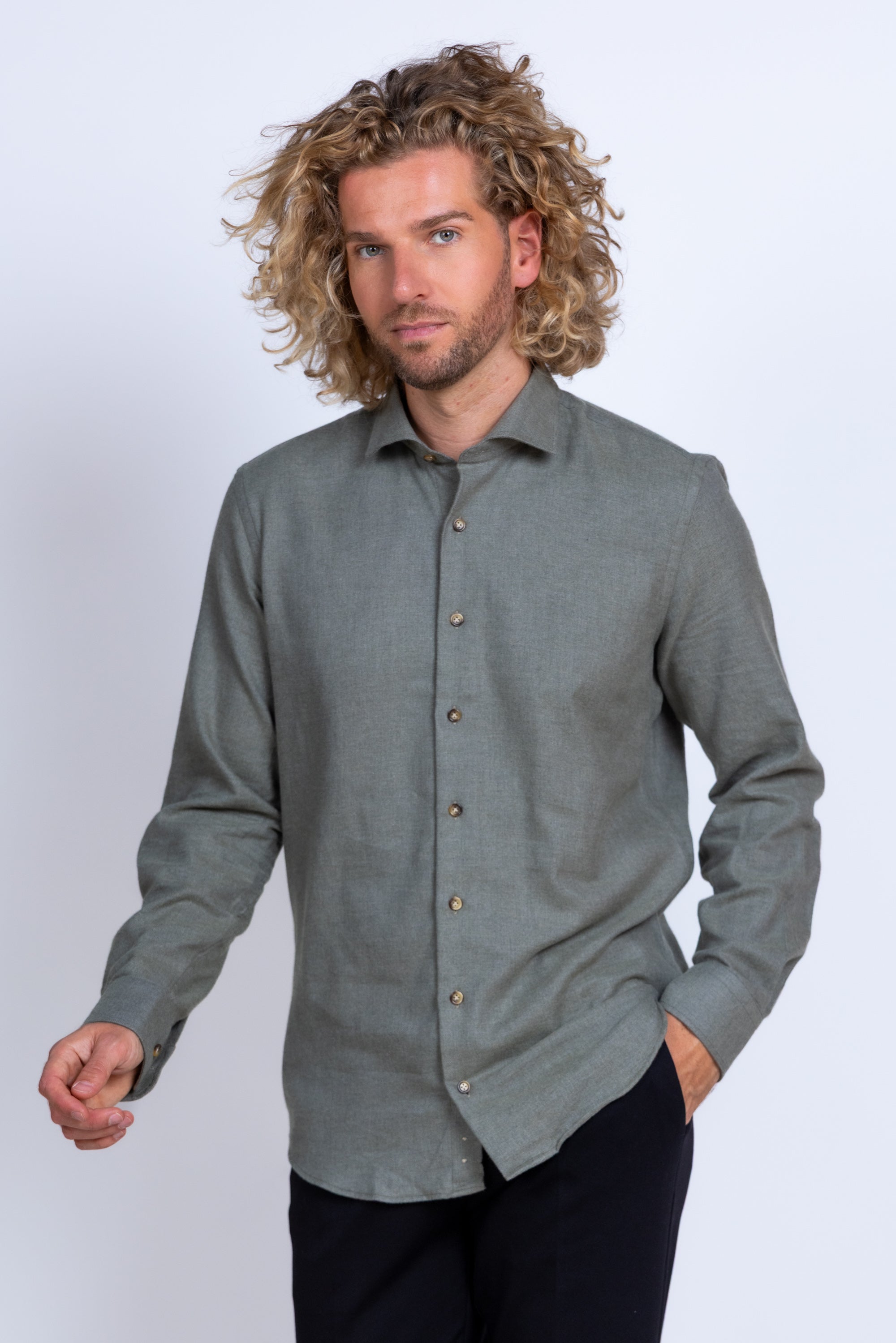 Overhemd met knopen - Khaki