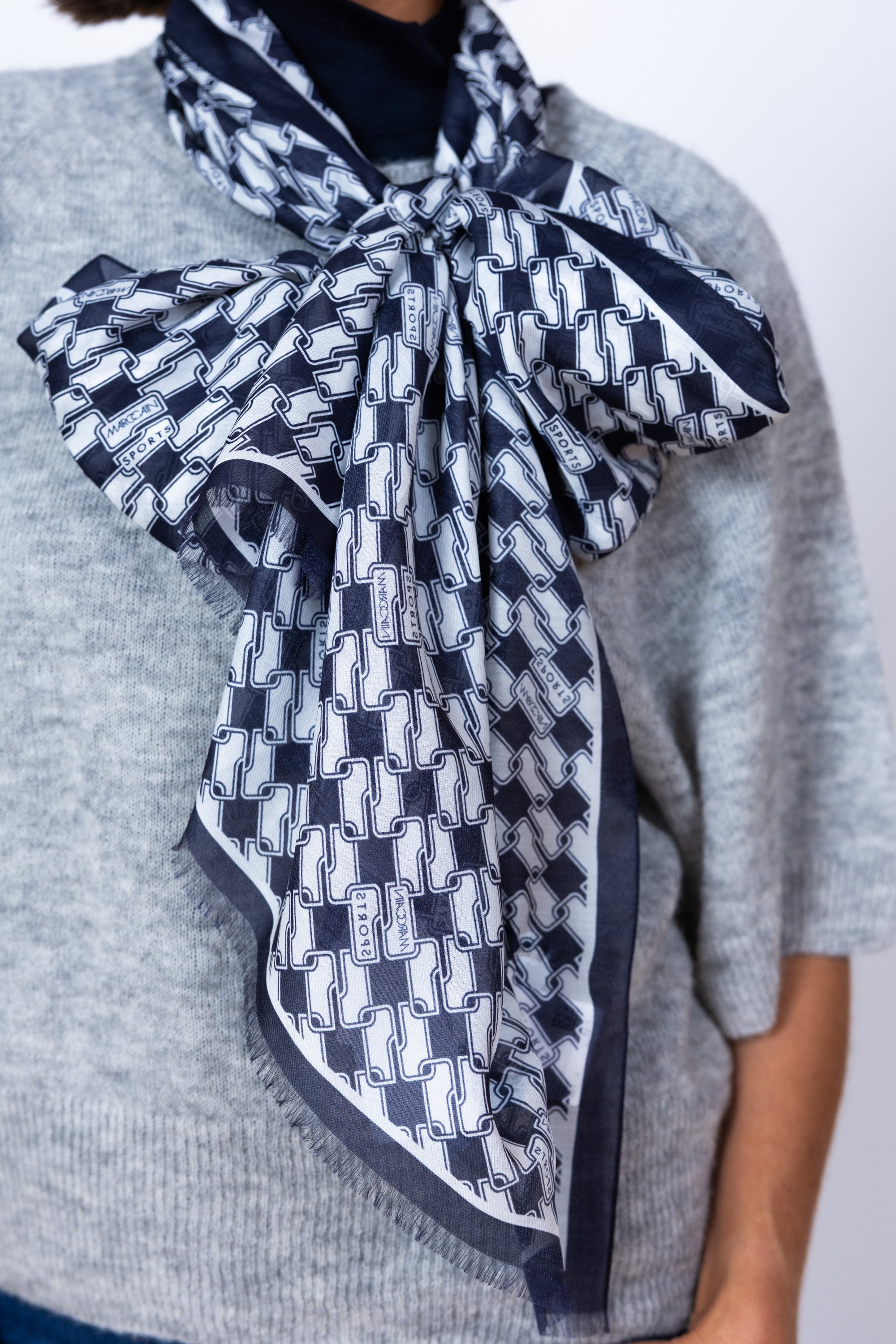 Sjaal met print - Marine