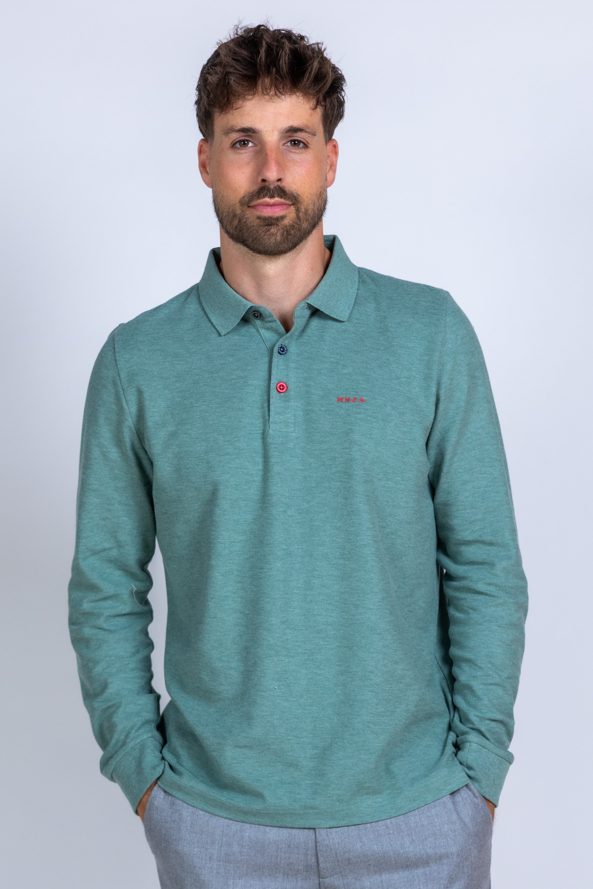 Poloshirt met lange mouwen - Khaki