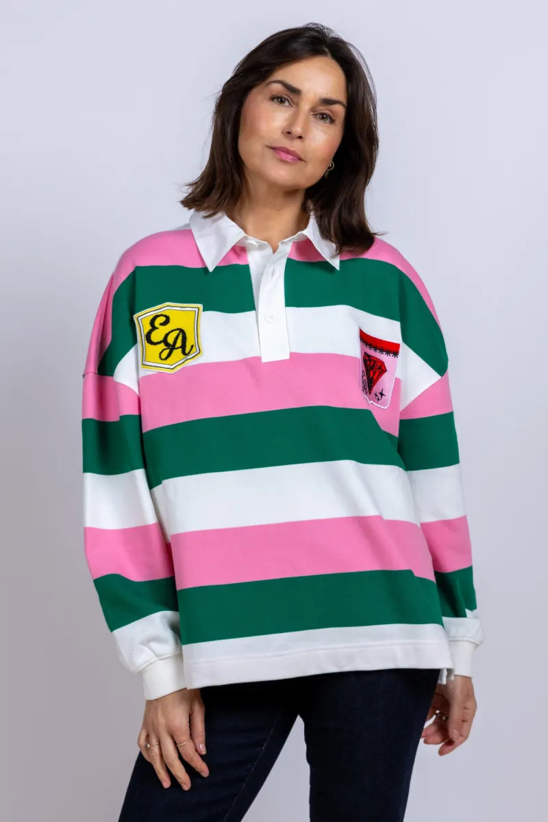 ESSENTIEL ANTWERP ESSENTIEL ANTWERP JOUEUR ESSENTIEL ANTWERP JOUEUR Rugbyshirt met strepen - Smaragd/biljart
