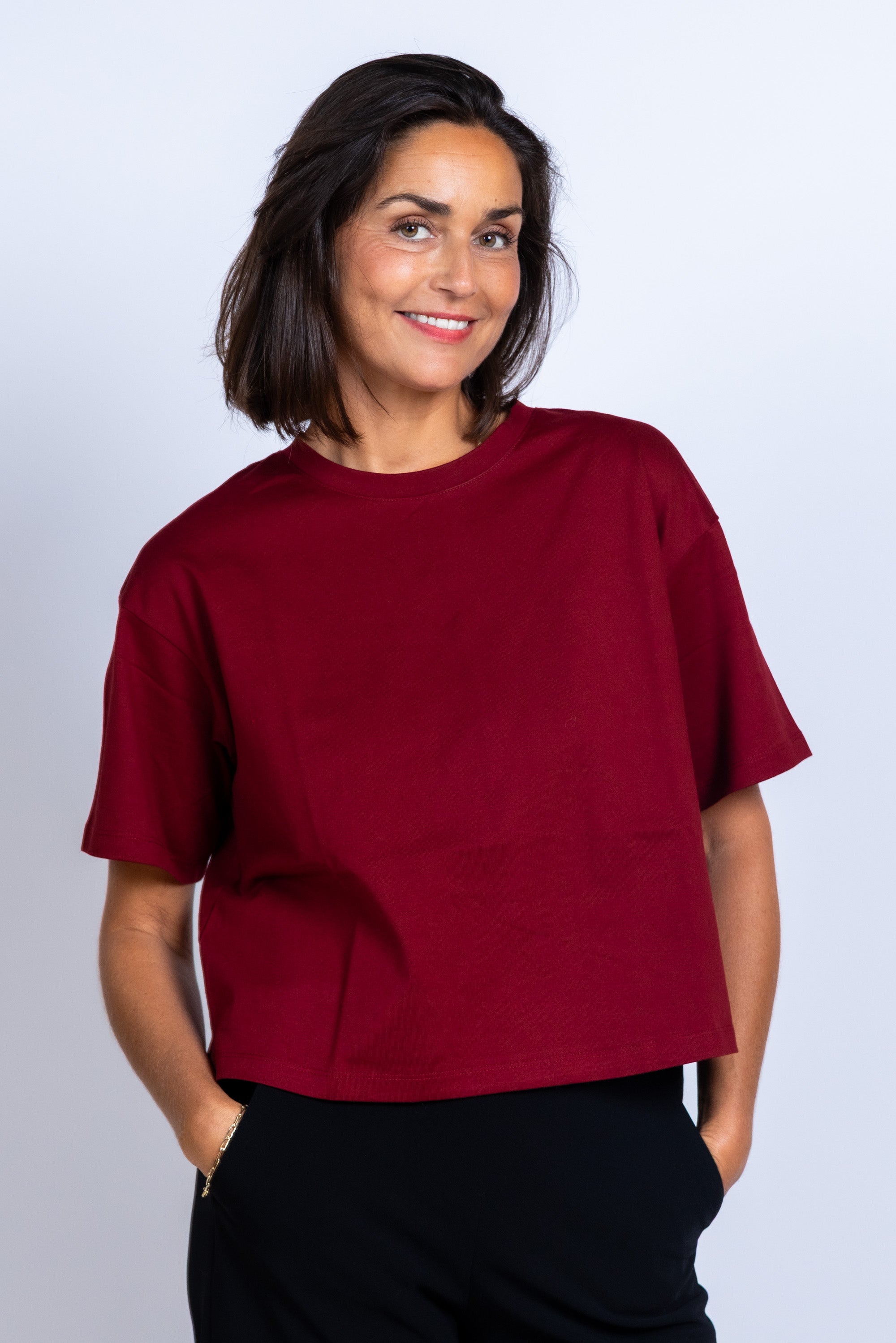 T-shirt met korte mouwen - Donkerbordeaux