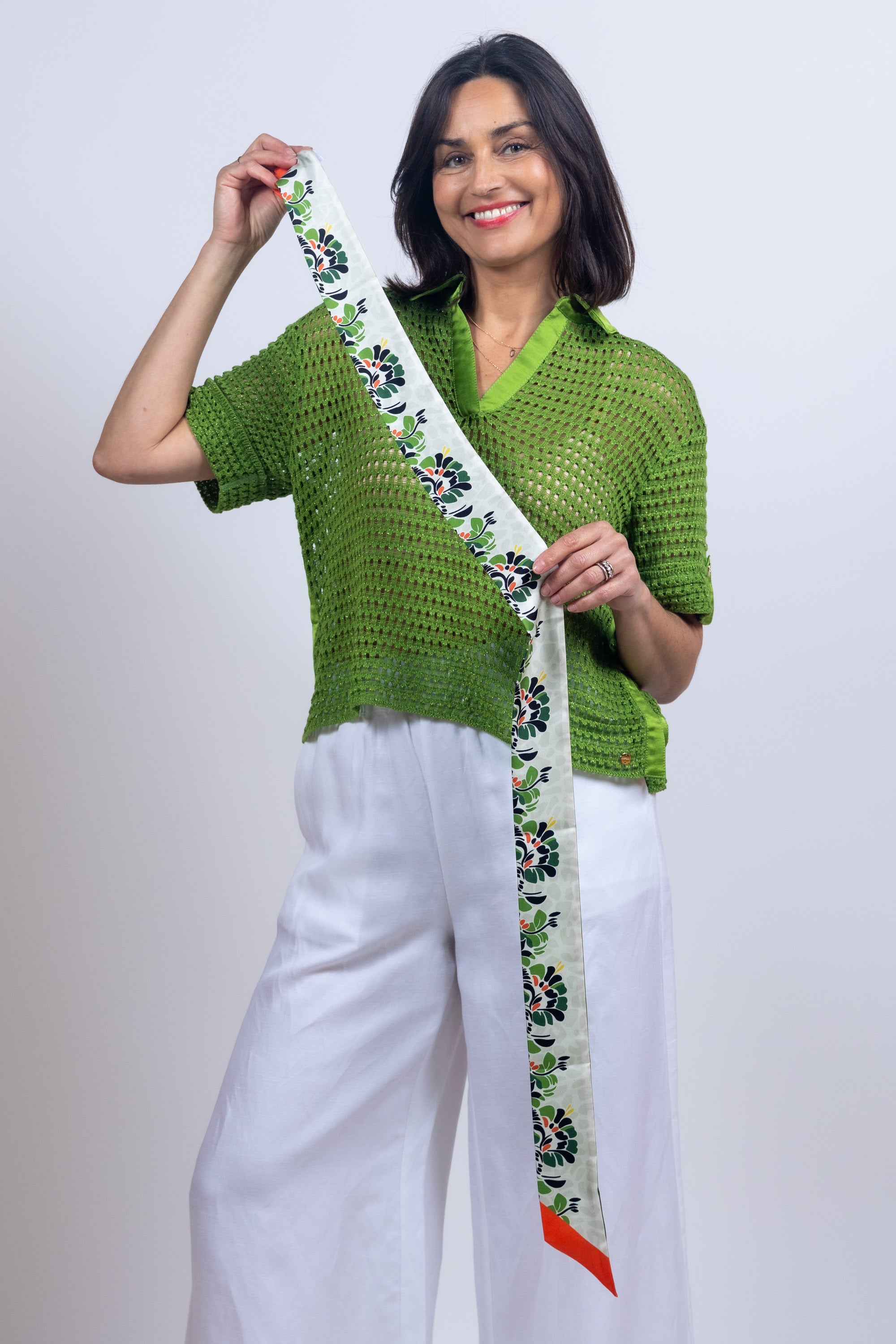 Sjaal met print - Appelgroen