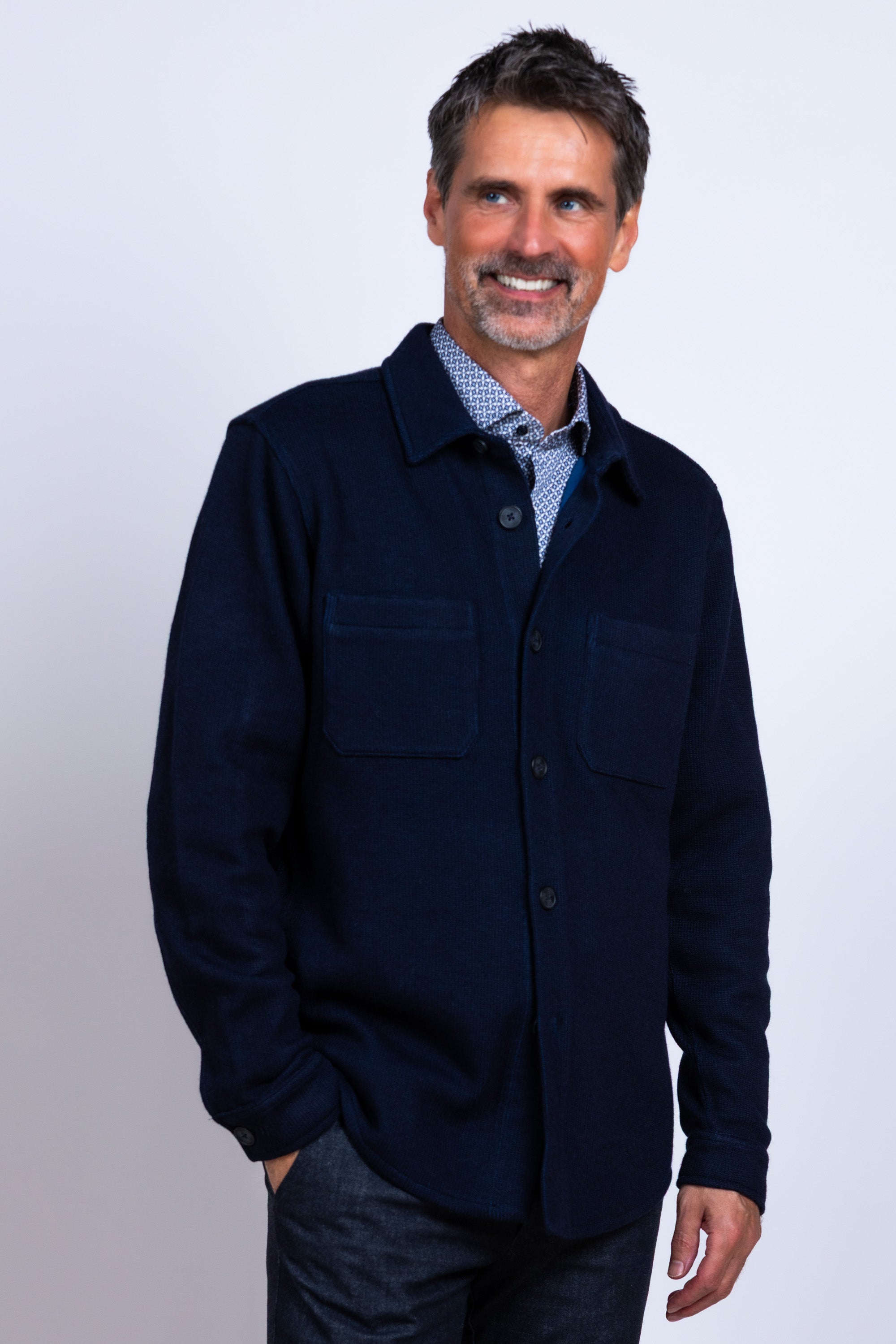 Shirt met knopen - Marine