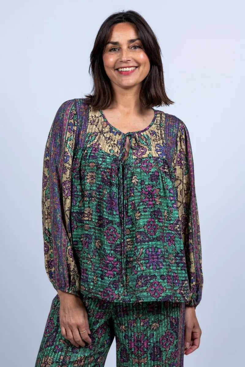 BA&SH Blouse met print - Flessegroen