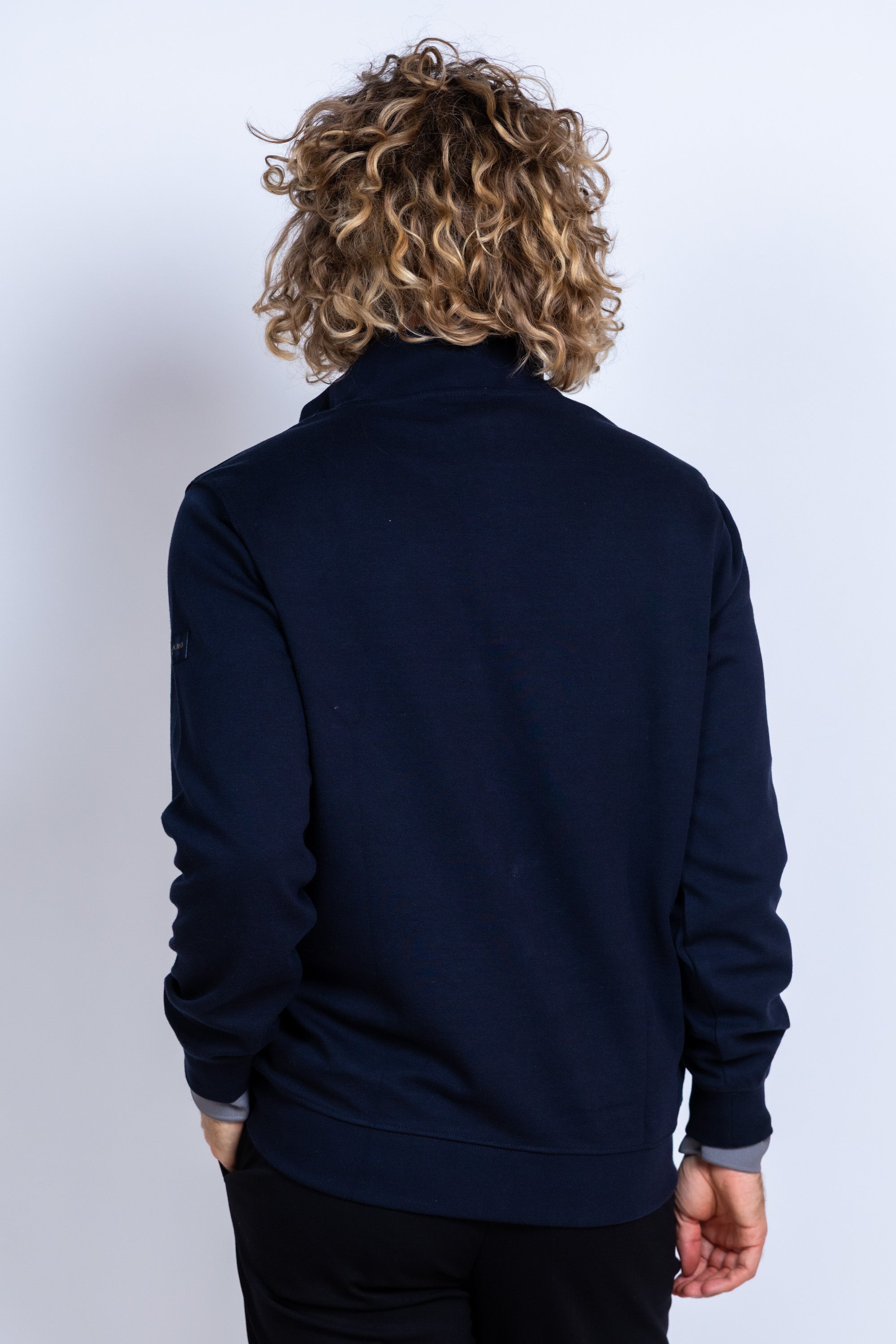 Sweater met halve rits - Marine