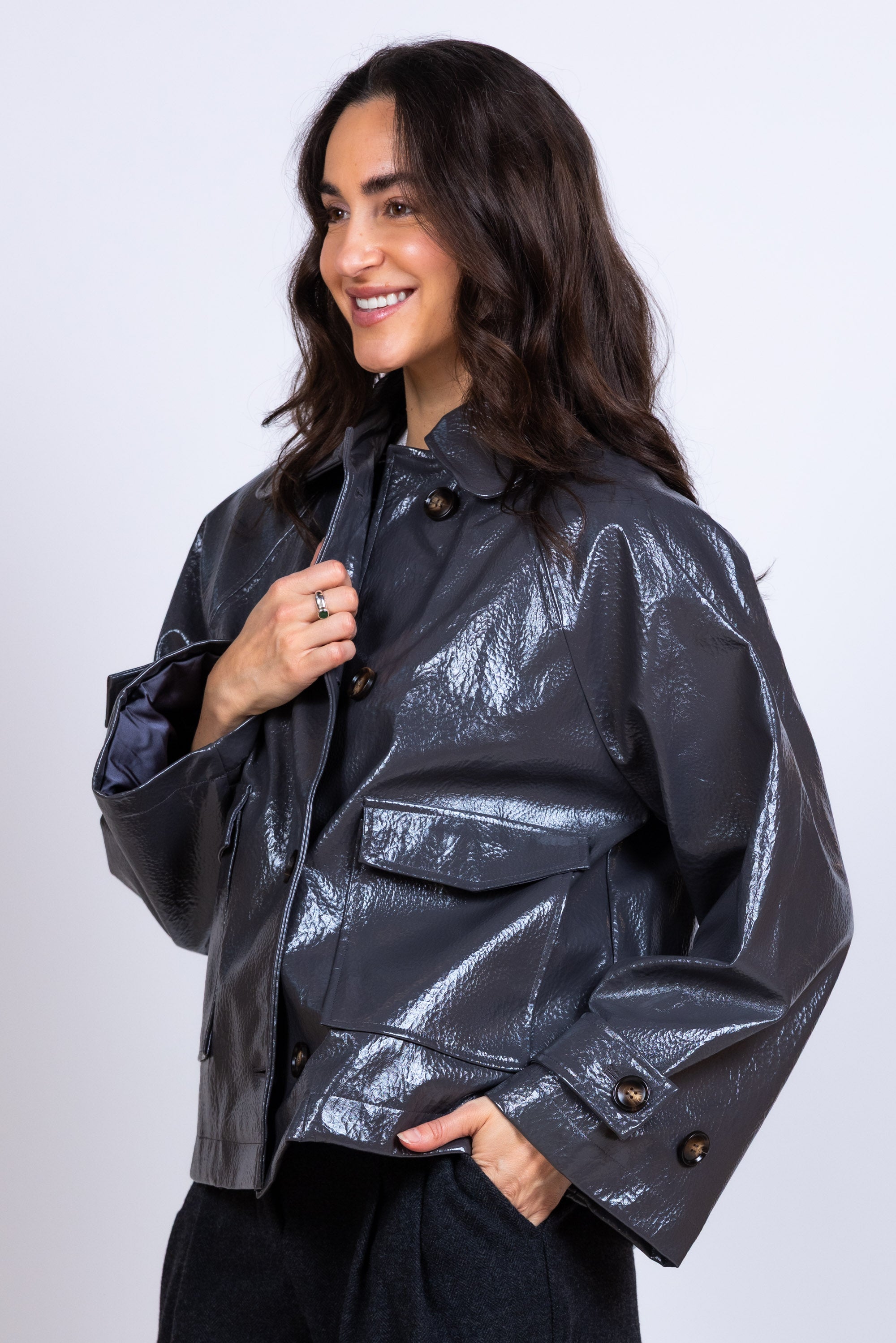 Jasje met knopen - Antraciet