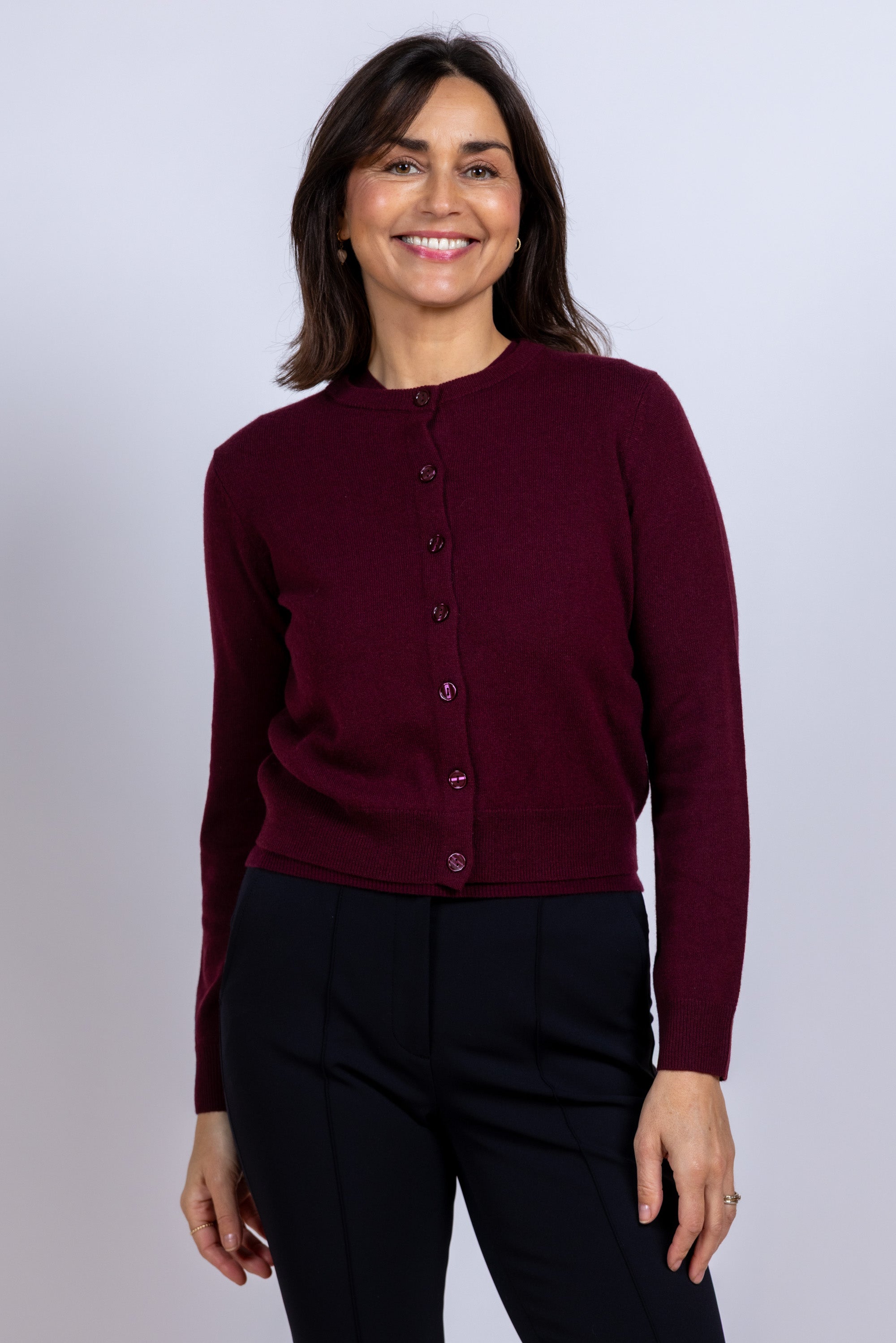 Vest met knopen - Donkerbordeaux