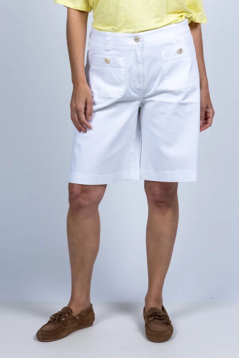 CAMBIO Bermuda met knopen - Wit