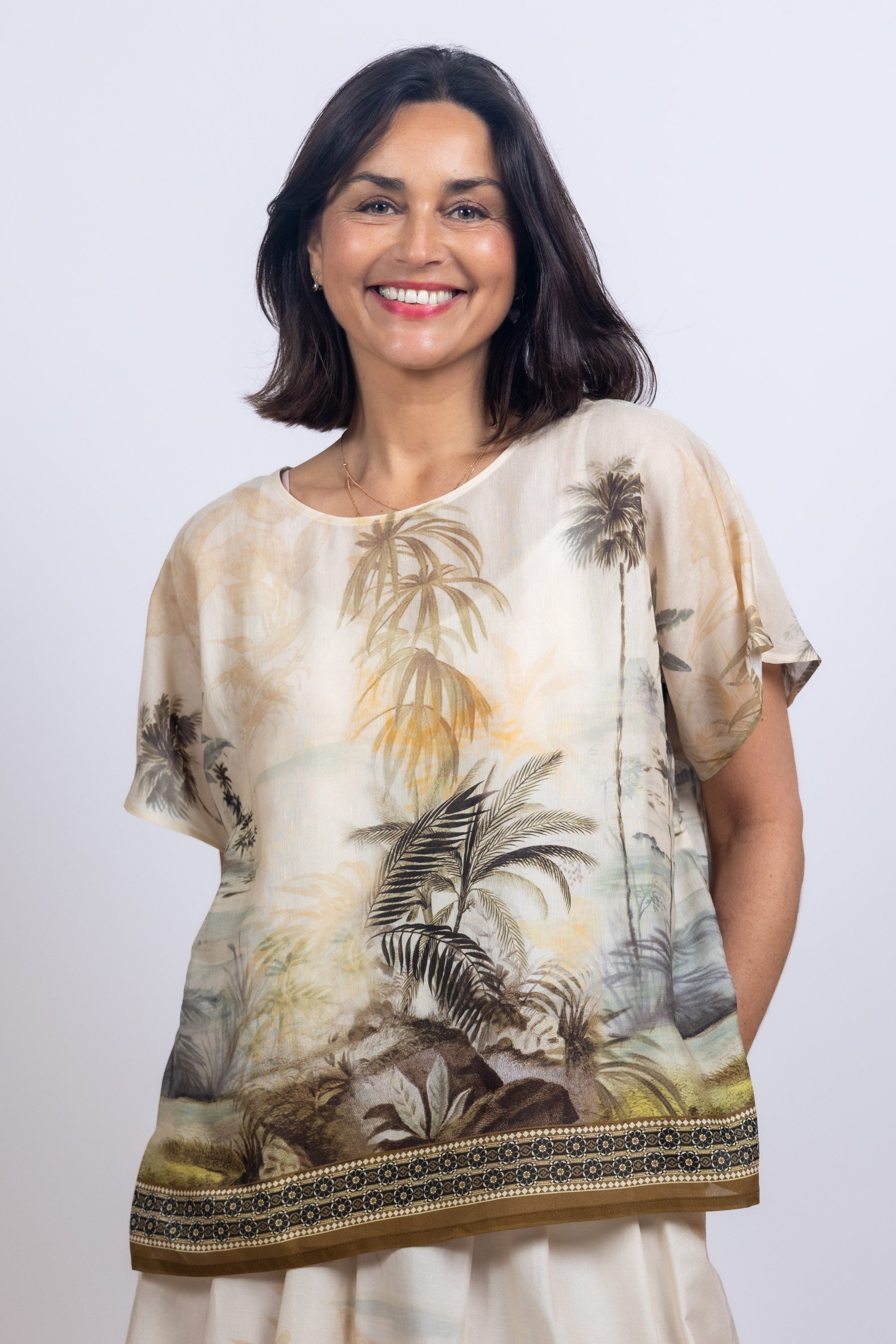 Blouse met print - Champagne