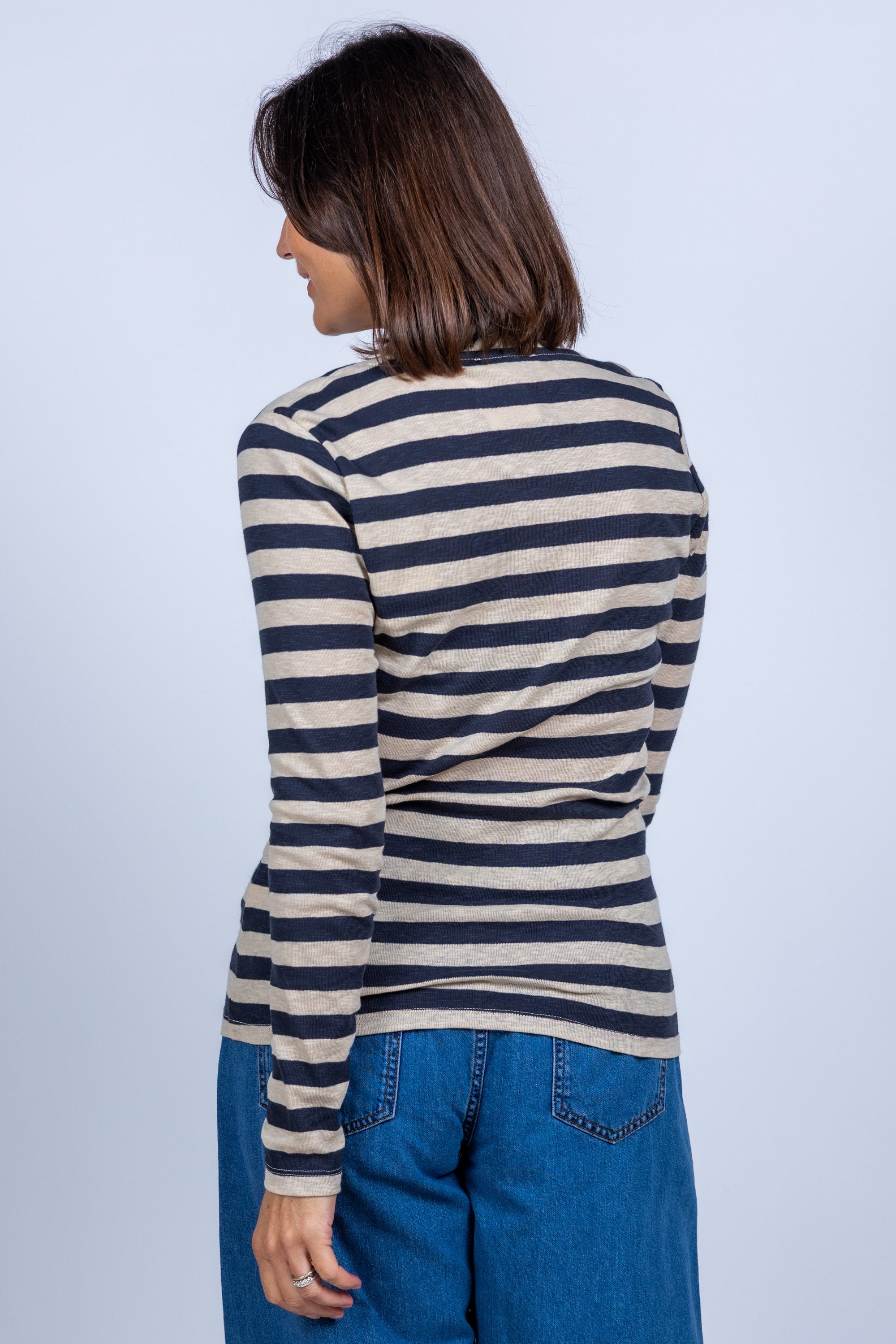 T-shirt met strepen - Beige