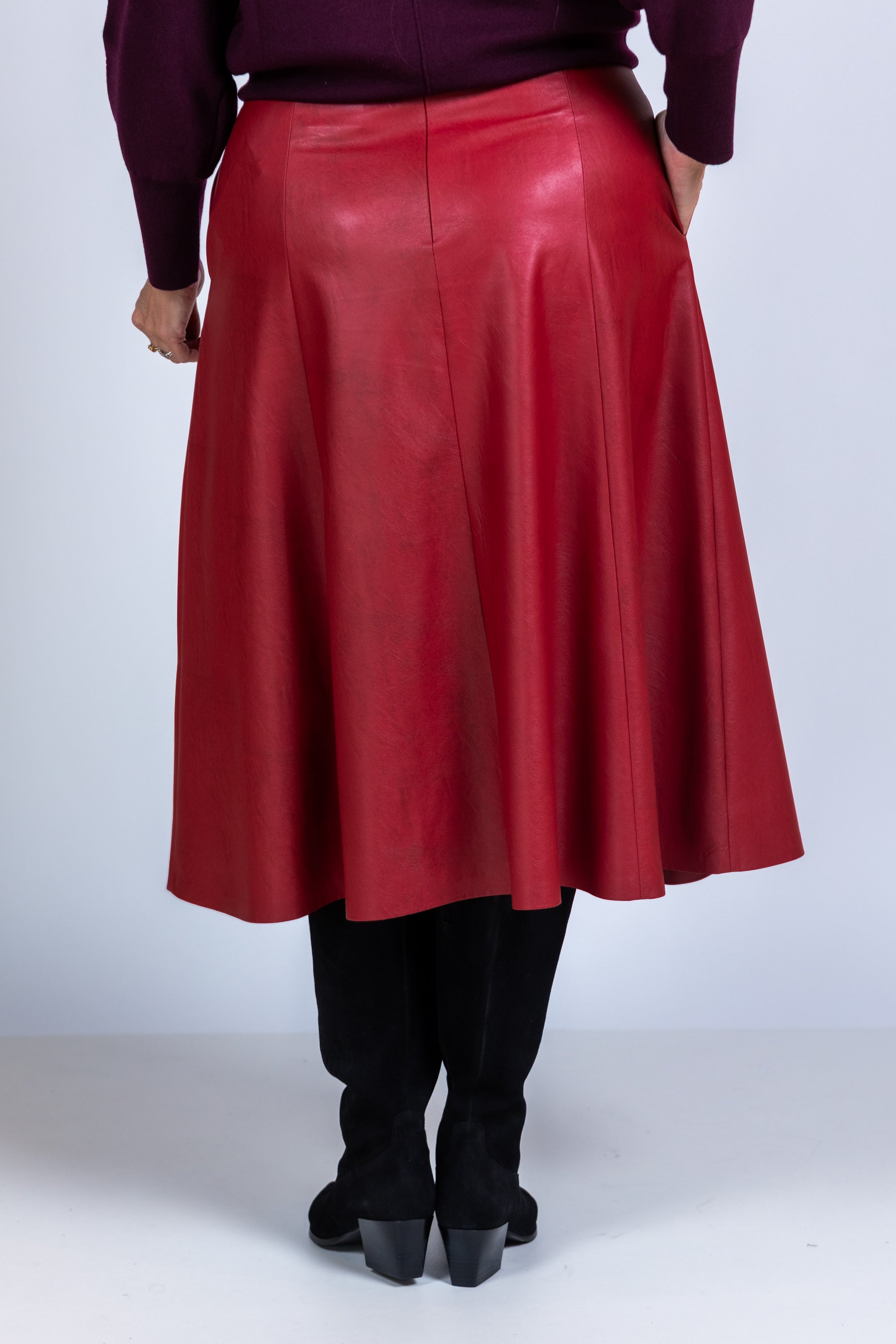 Rok met plooi - Donkerrood
