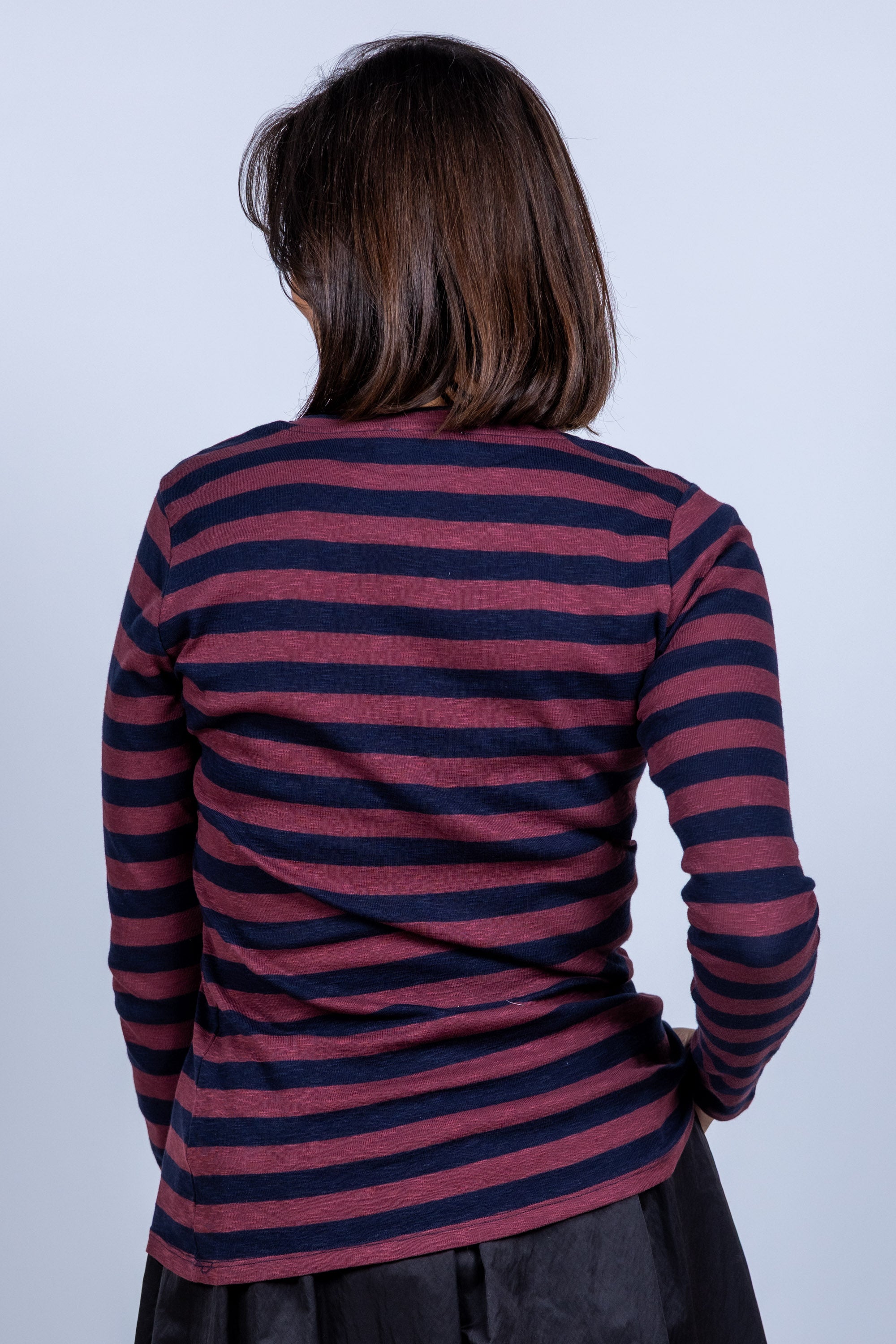 T-shirt met strepen - Donkerbordeaux