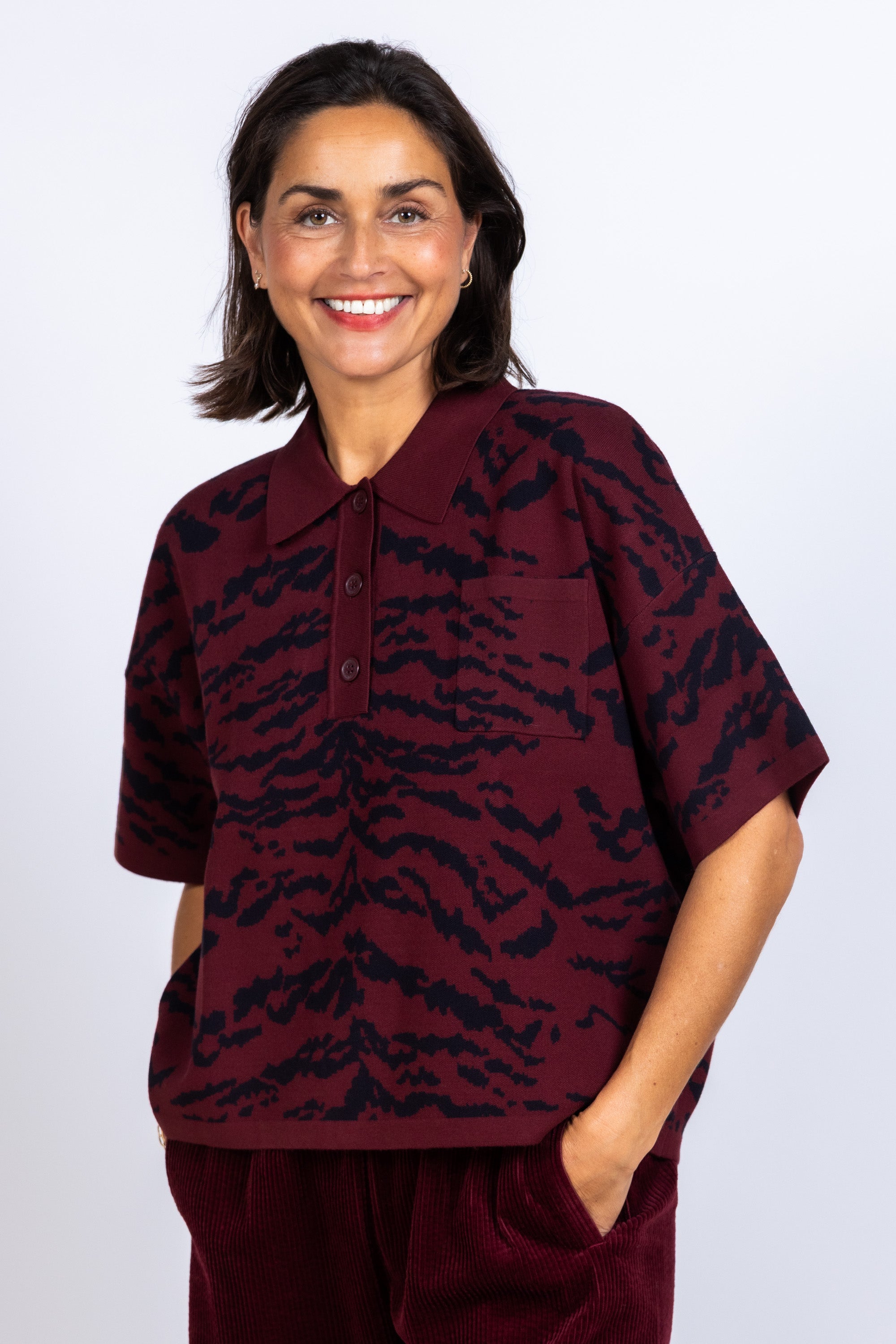 Trui met print - Burgundy